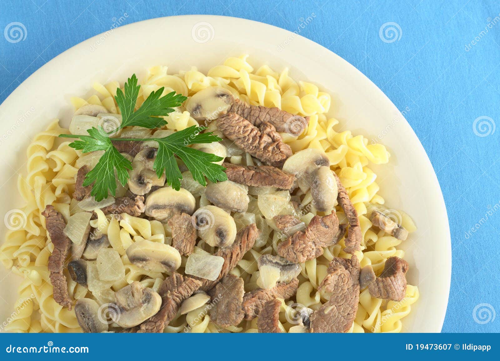 Veal Strips with Mushrooms on Pasta Stock Image Image of photograph
