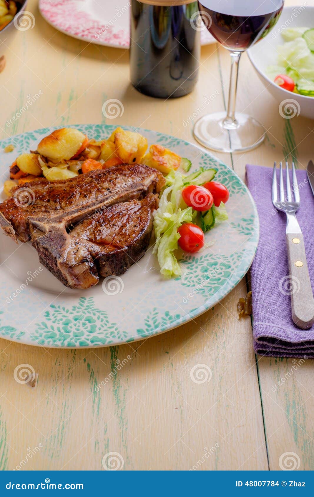 Veal TBone Steak stock photo. Image of pepper, cherry 48007784