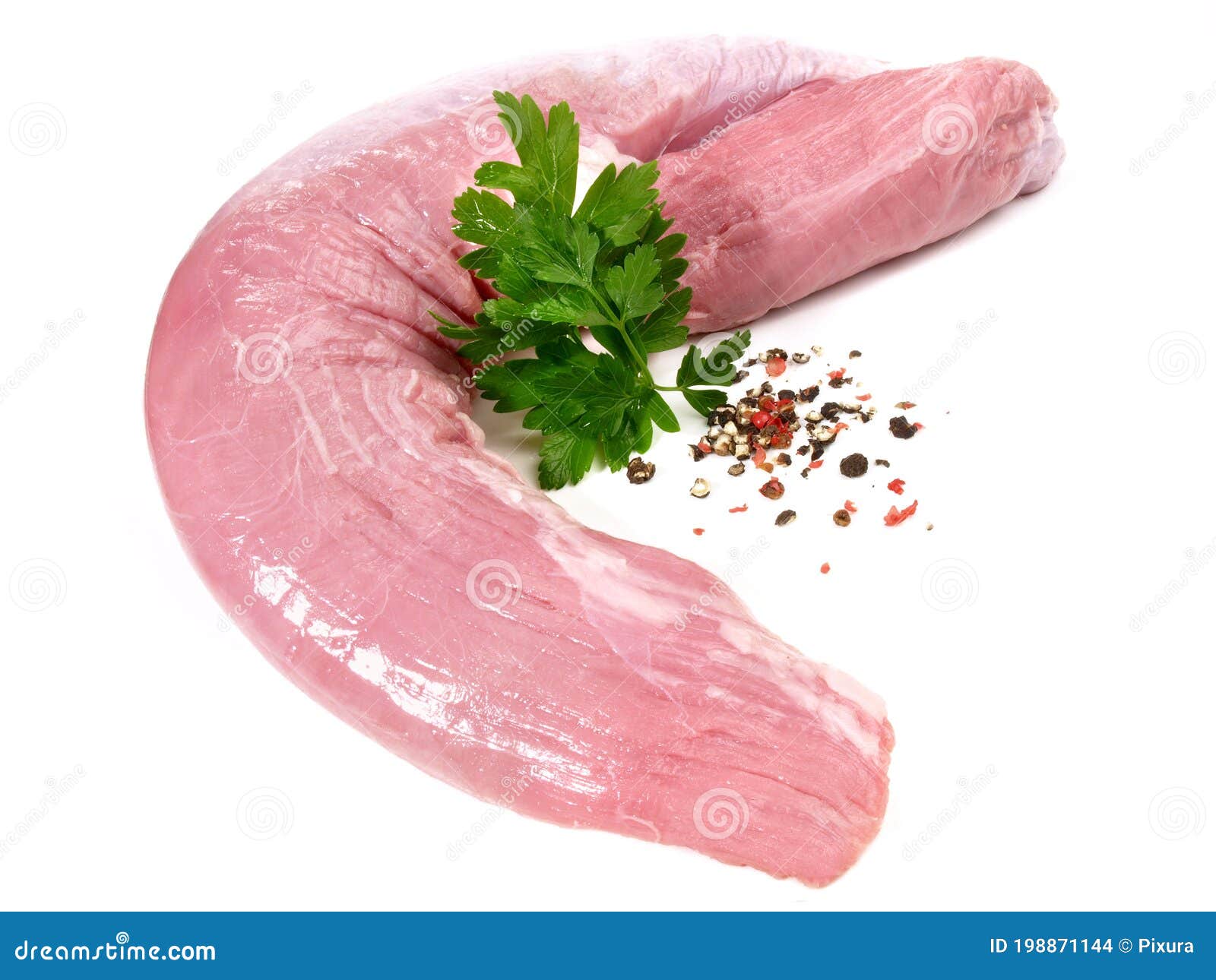 Veal Tenderloin with Pepper Isolated on White Background Stock Photo