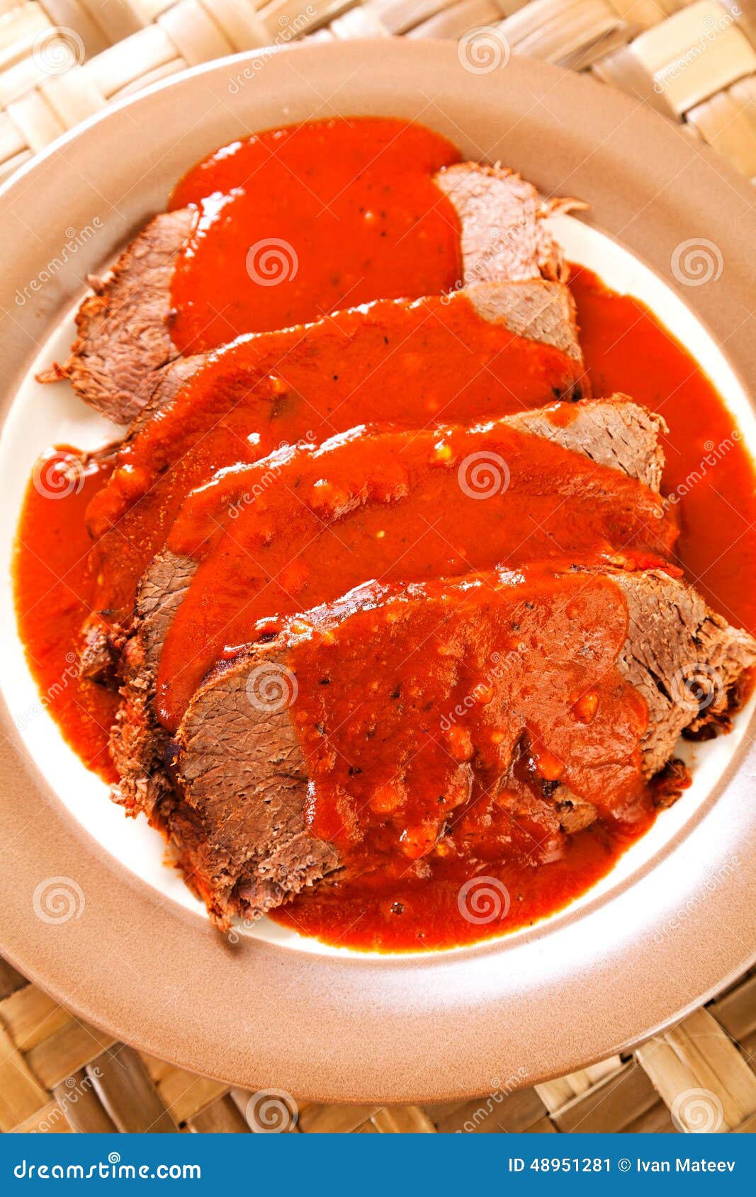 Veal with tomato sauce stock image. Image of close, portion 48951281