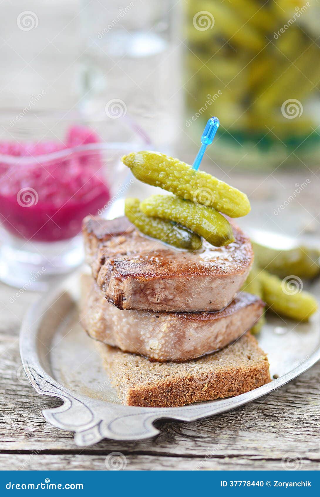 Veal tongue appetizer stock photo. Image of leaf, delicious 37778440