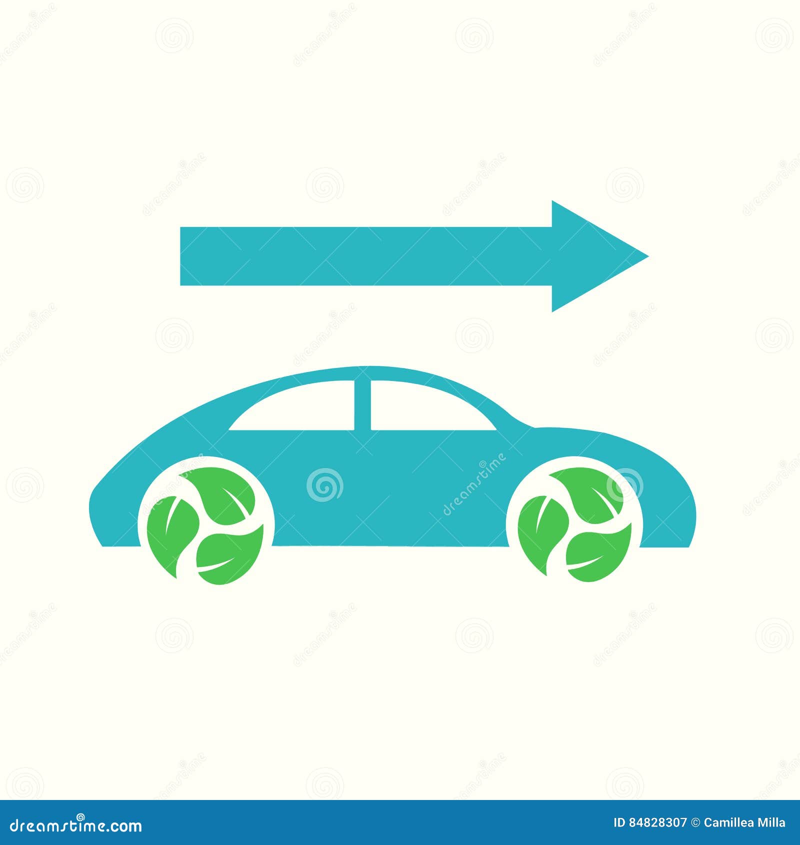 Vecror Eco Car with Arrow Flat Illustration Eps10 Stock Vector
