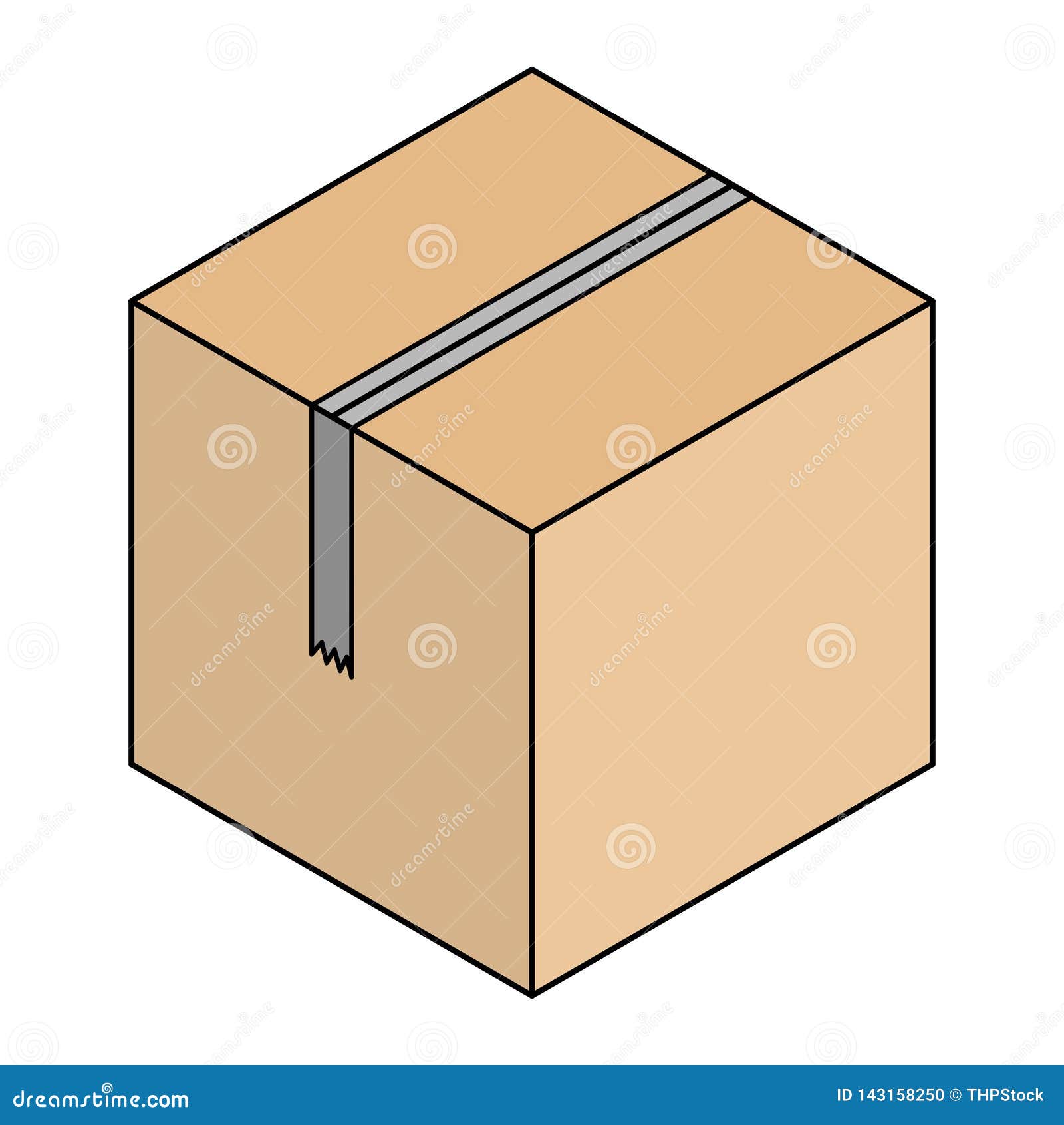 Vecteur Caisse D Emballage De Carton De Dessin Au Trait Illustration De Vecteur Illustration Du Concept Outlined