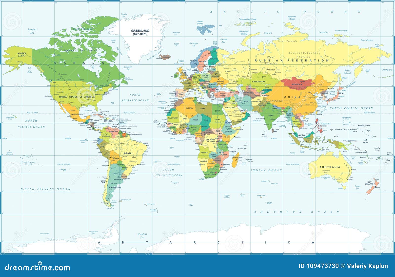 Vecteur Coloré Politique De Carte Du Monde Illustration