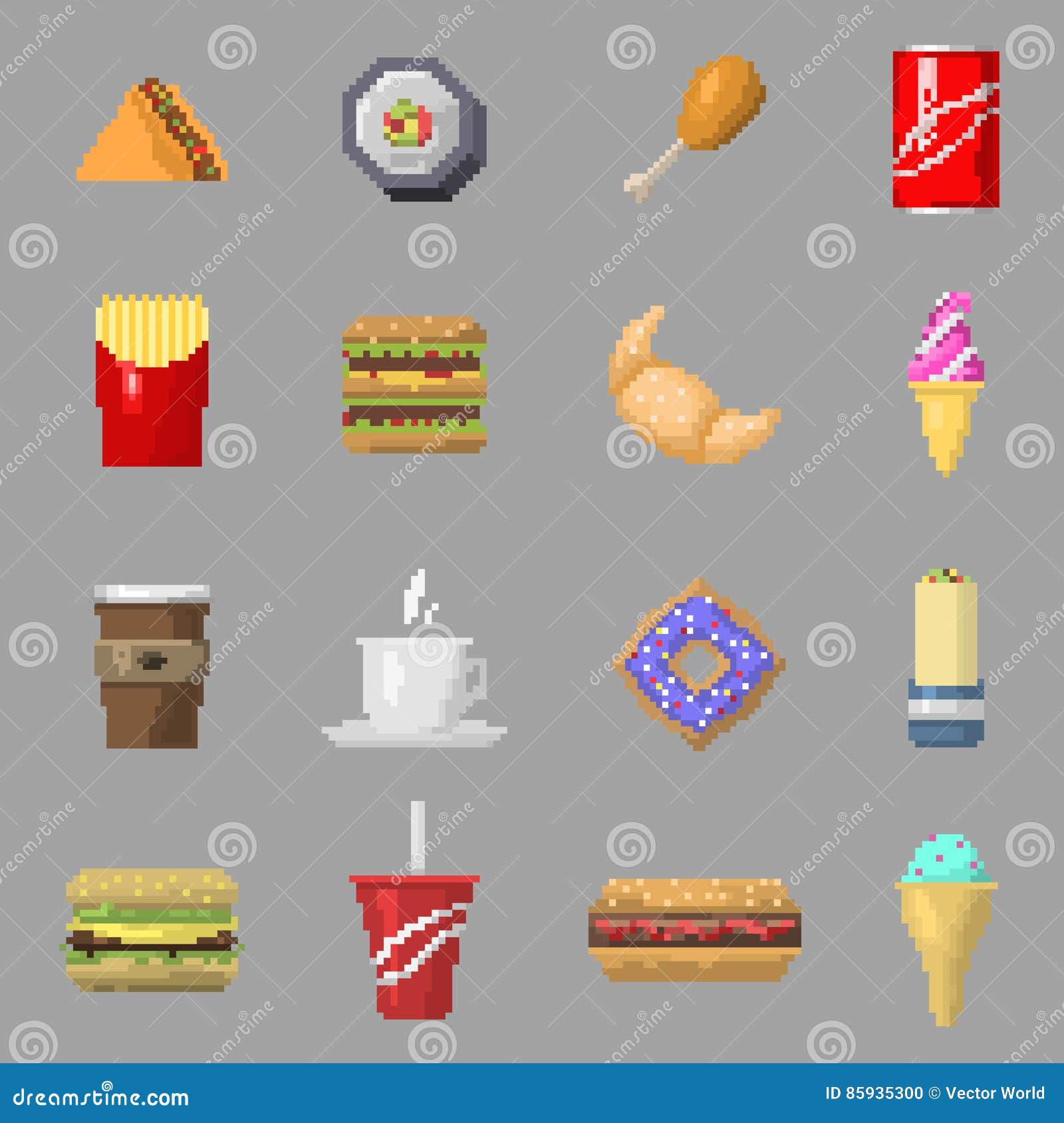 Vecteur Dicônes De Nourriture Dart De Pixel Illustration
