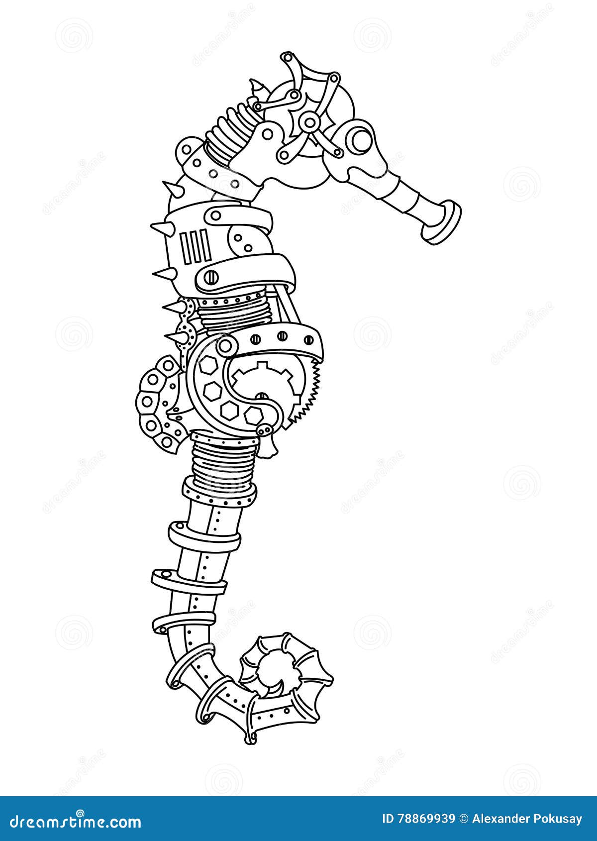 Vecteur De Livre De Coloriage D hippocampe De Style De Steampunk Libre de droits