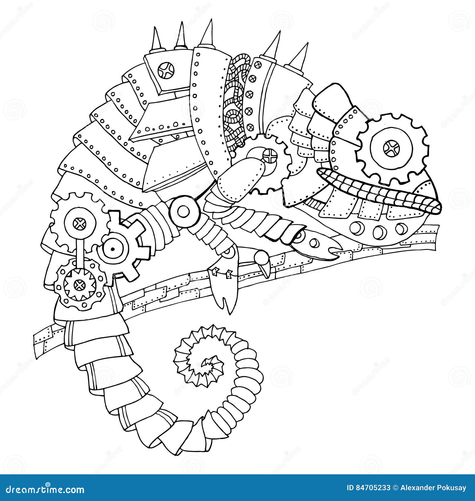 Vecteur De Livre De Coloriage De Caméléon De Style De Steampunk Libre de droits