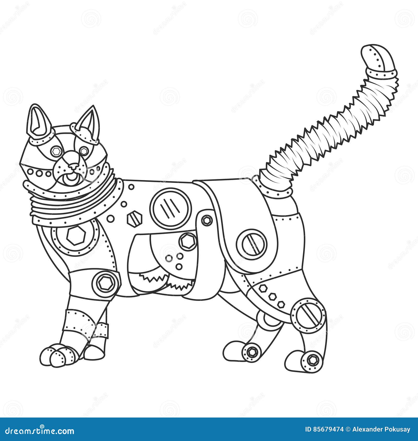 Vecteur De Livre De Coloriage De Chat De Style De Steampunk Libre de droits