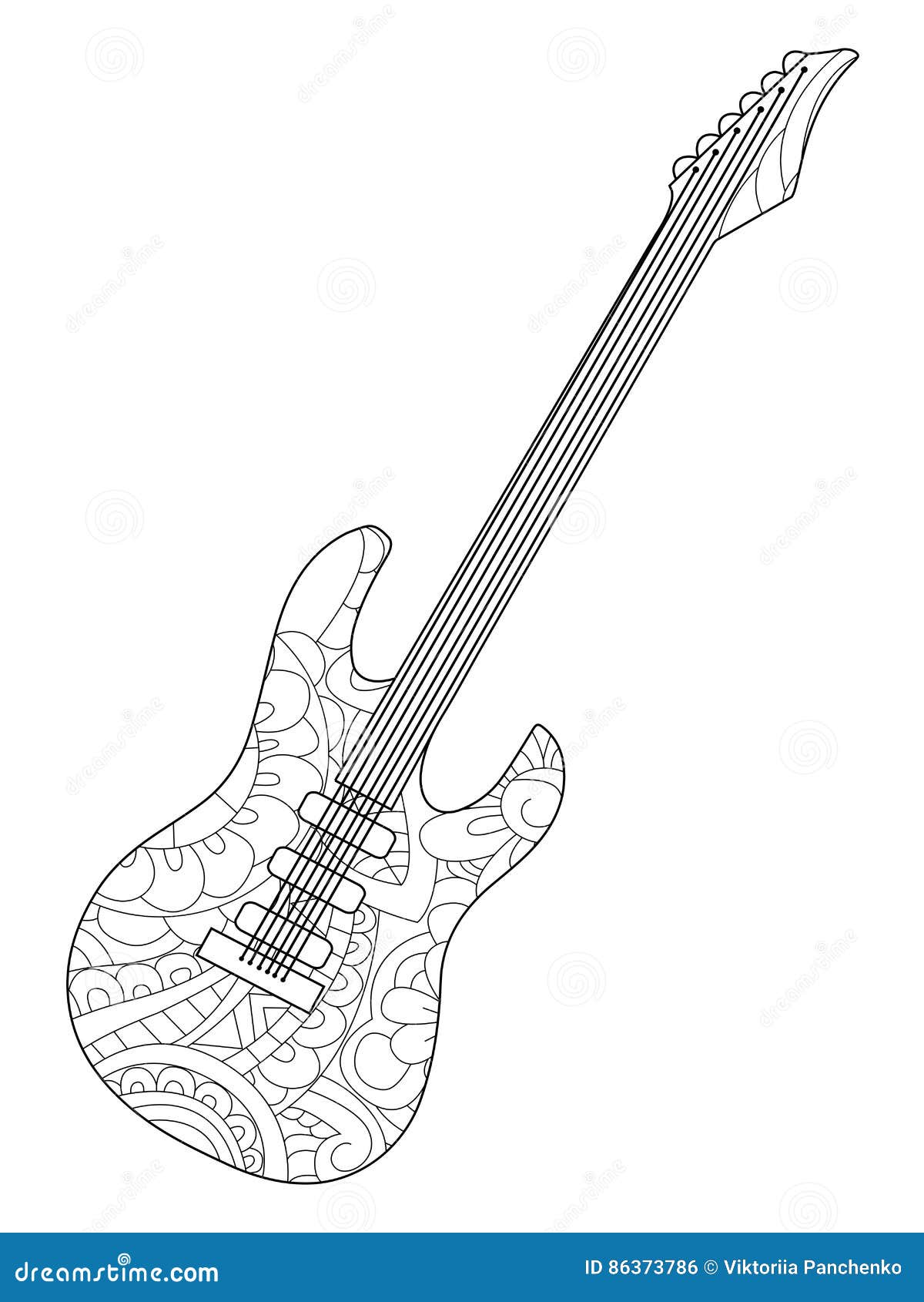 Vecteur de livre de coloriage de guitare électrique d instrument de musique pour des adultes