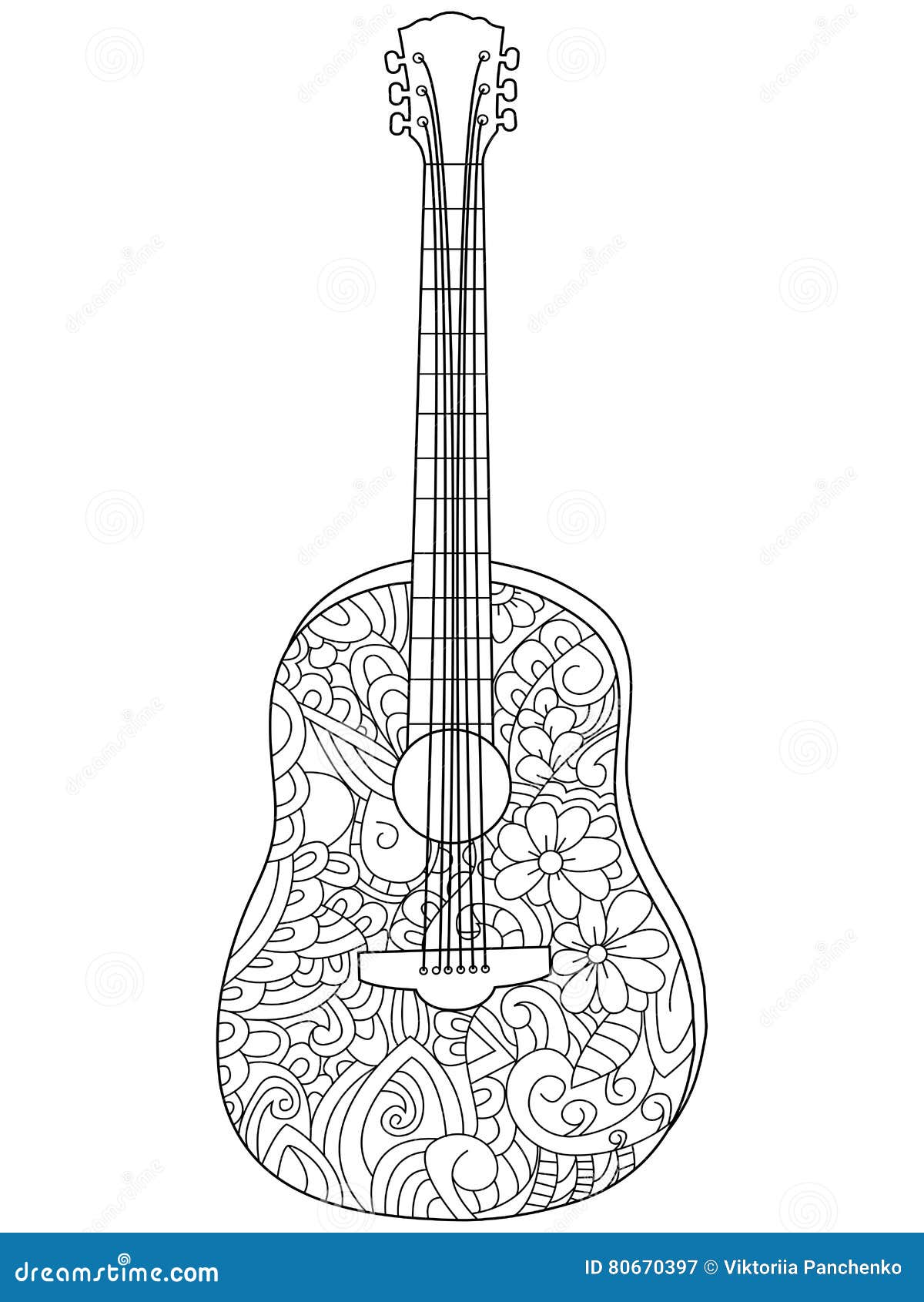 illustration stock vecteur de livre de coloriage de guitare d instrument de musique pour des adultes image