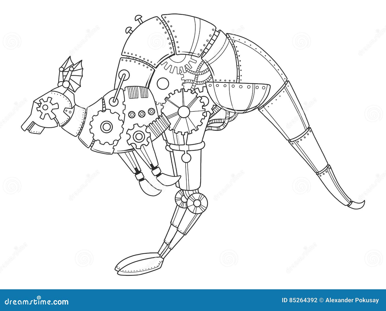 Vecteur De Livre De Coloriage De Kangourou De Style De Steampunk Vecteur de livre de coloriage de kangourou de style de Steampunk
