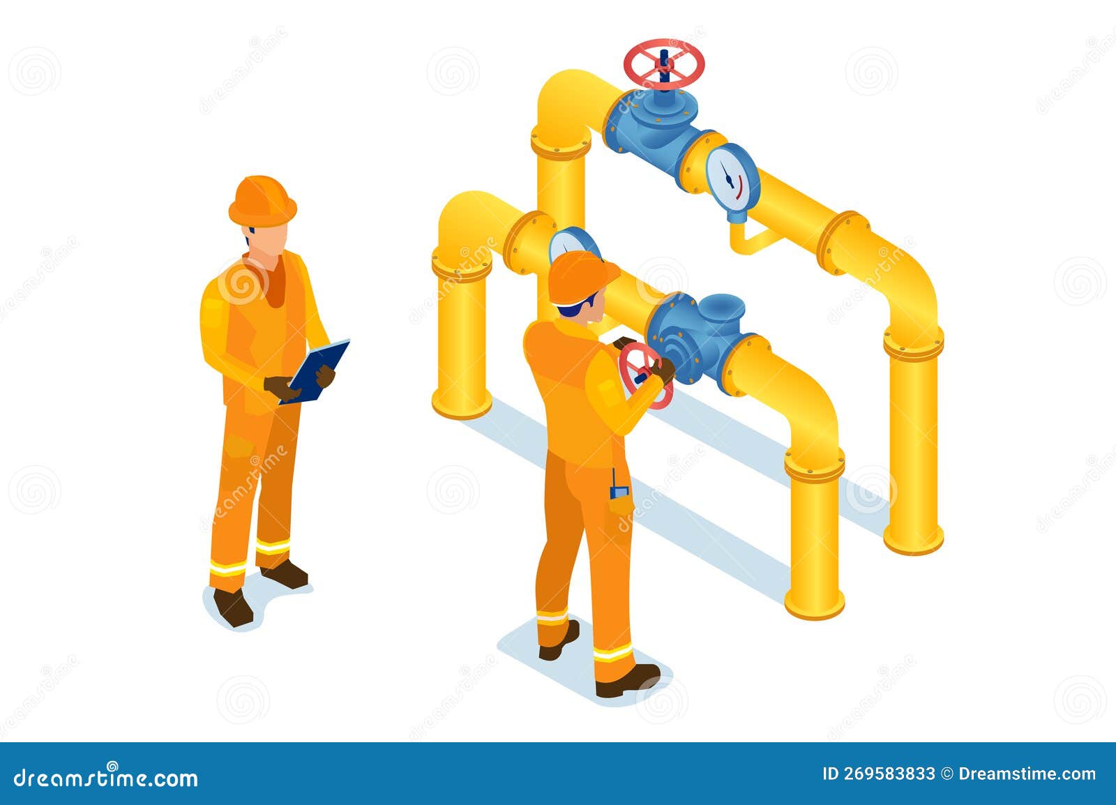 Vecteur Isométrique D'une Vanne De Canalisation D'ouverture Ou De Fermeture  D'hommes De Maintenance De L'industrie Gazière Illustration Stock -  Illustration du construction, hommes: 269583833