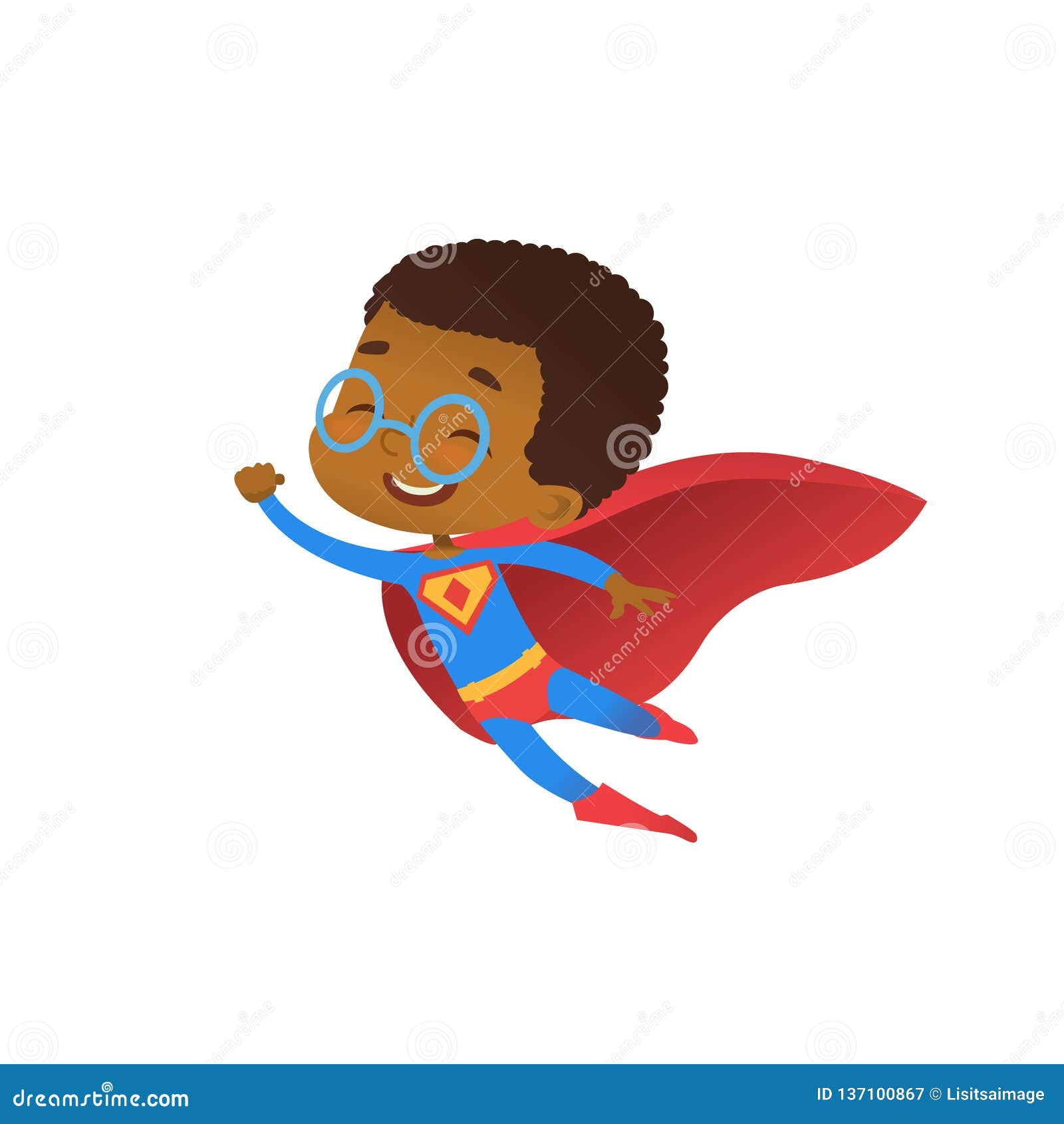 Comique Enfant Courageux En Costume De Super-héros Rouge Avec