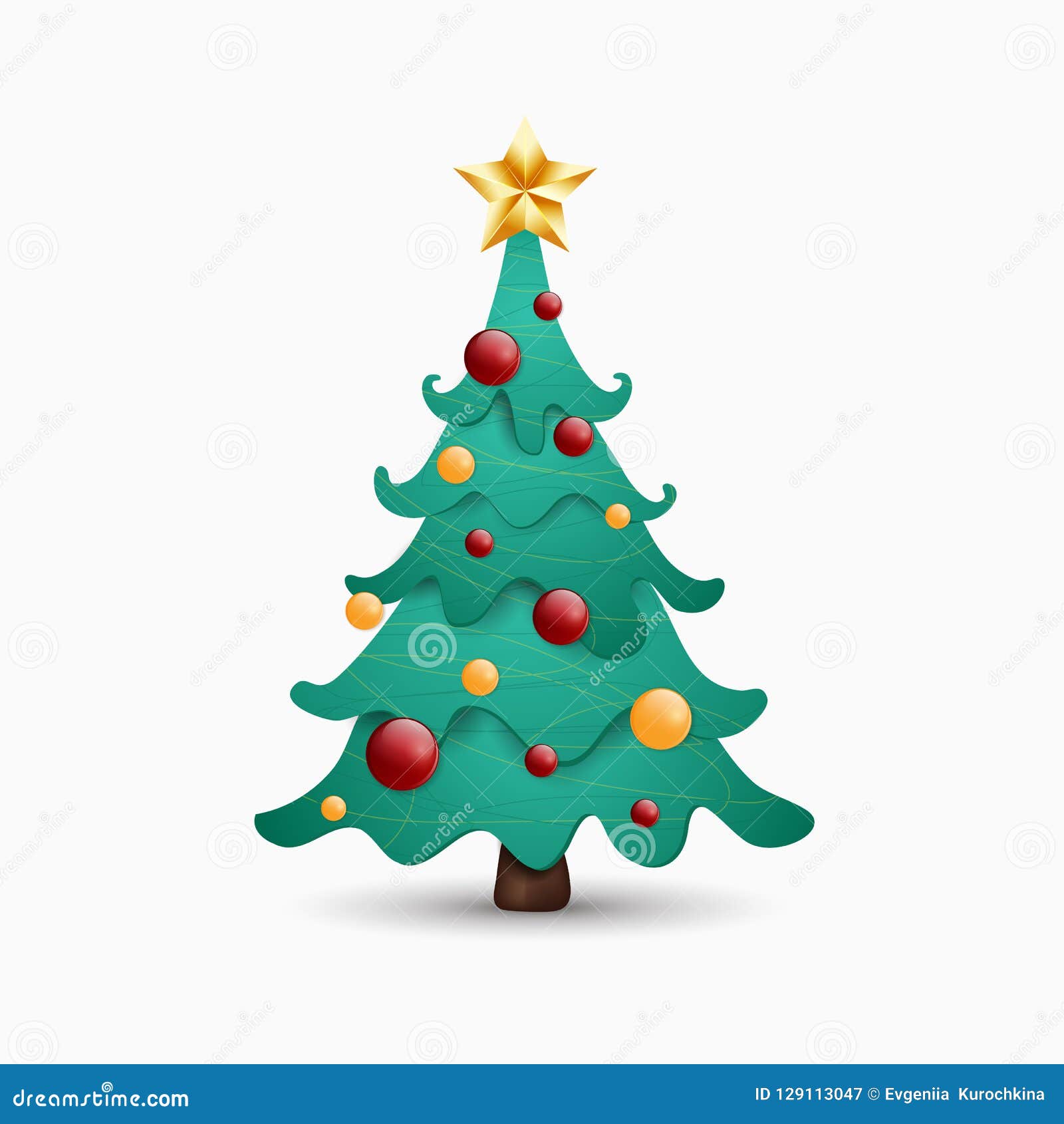 Vector a árvore De Natal Dos Desenhos Animados Decorada Com As Bolas  Coloridas, Brilhando a Estrela Isolada Em Um Fundo Branco Vé Ilustração do  Vetor - Ilustração de elemento, colorido: 129113047