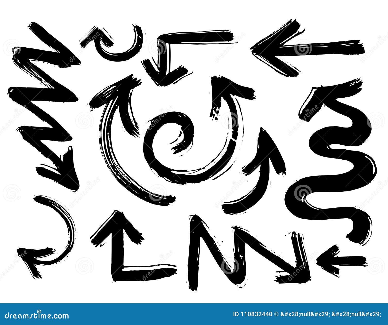  abstract black hand drawn arrows set. of grunge sketch handmade  arrow set.arrow grunge .watercolo
