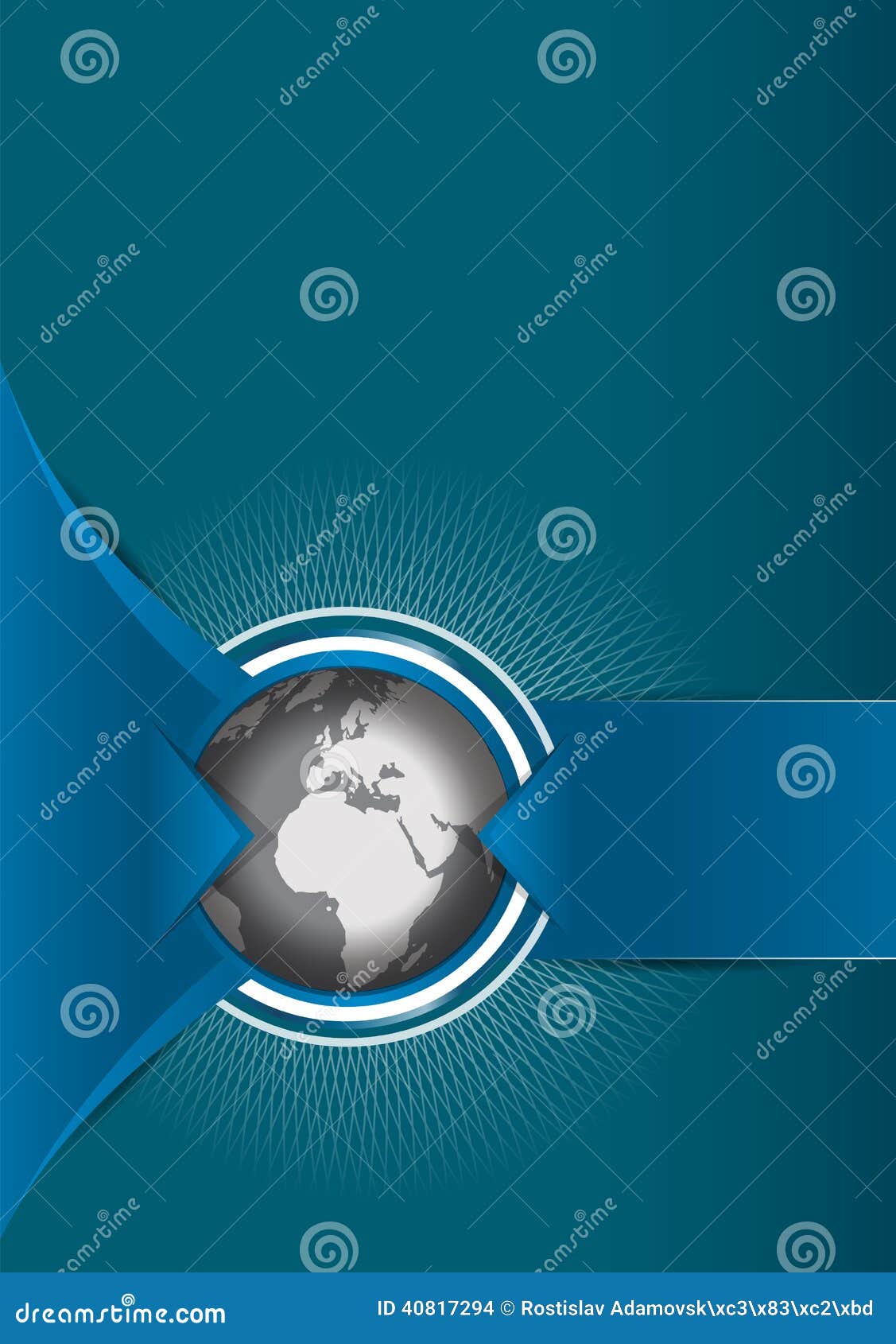 Vector Abstract Blue Background with a Gray Globe Stock Vector