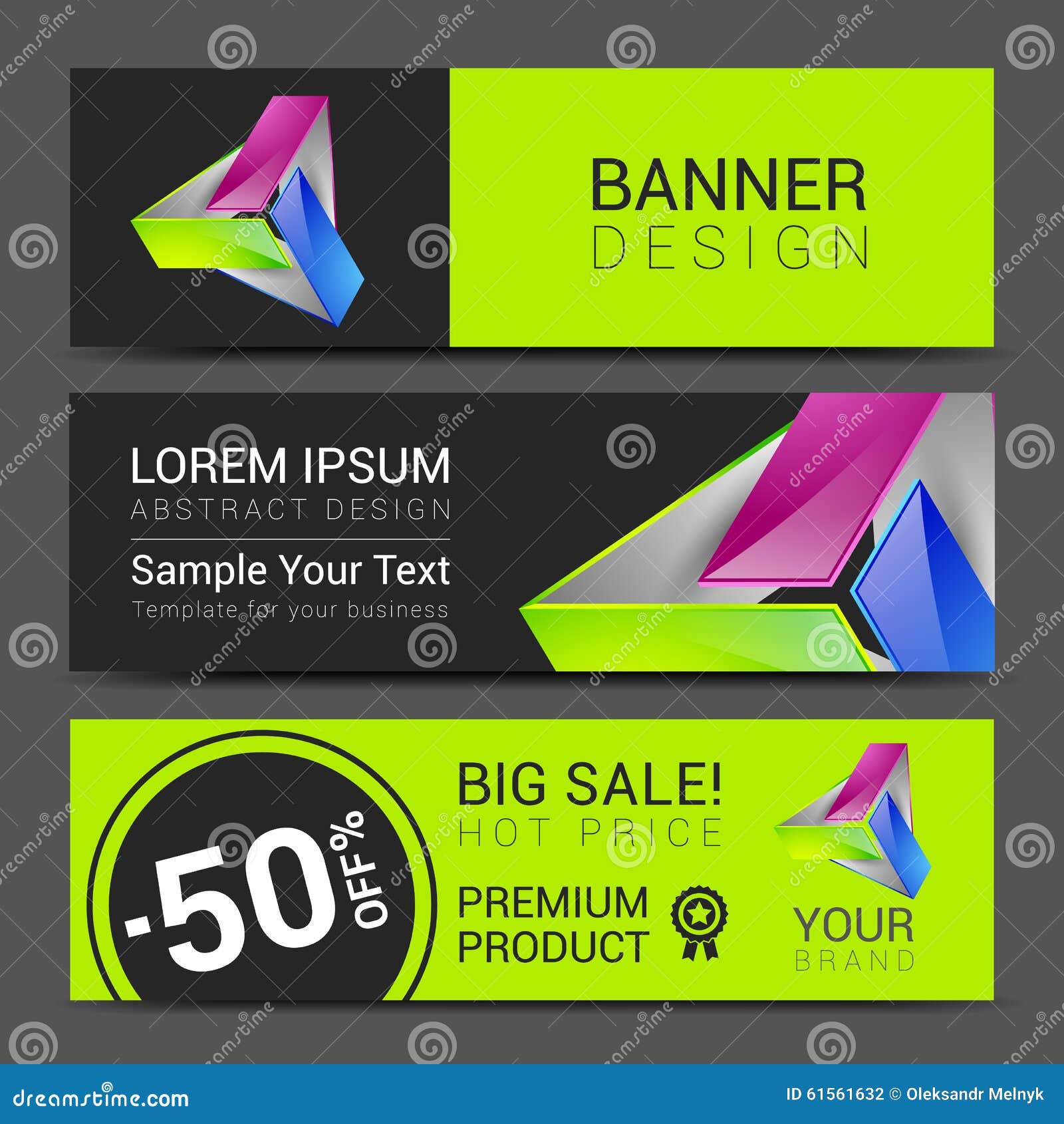 Vector Abstract Bright Business Card Banner Design Stock Vector