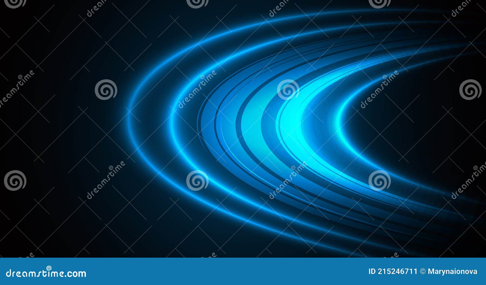  abstract  with blue semi oval of light luminosity in dark space