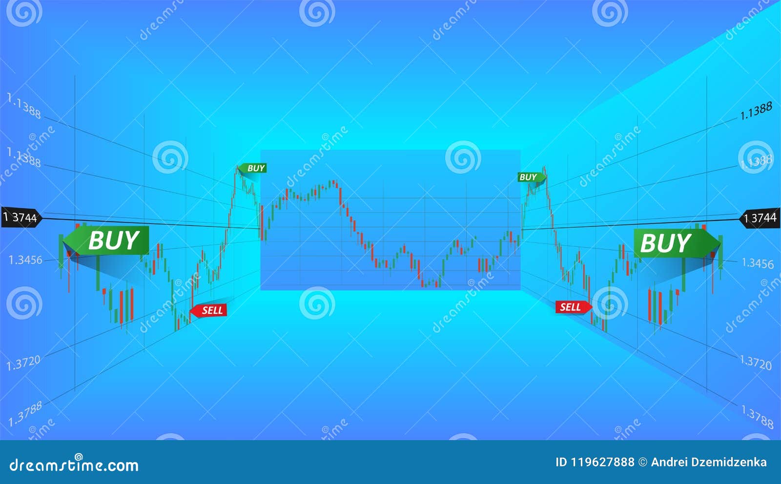Vector Abstract Illustration Financial Market Data Forex Trading - 