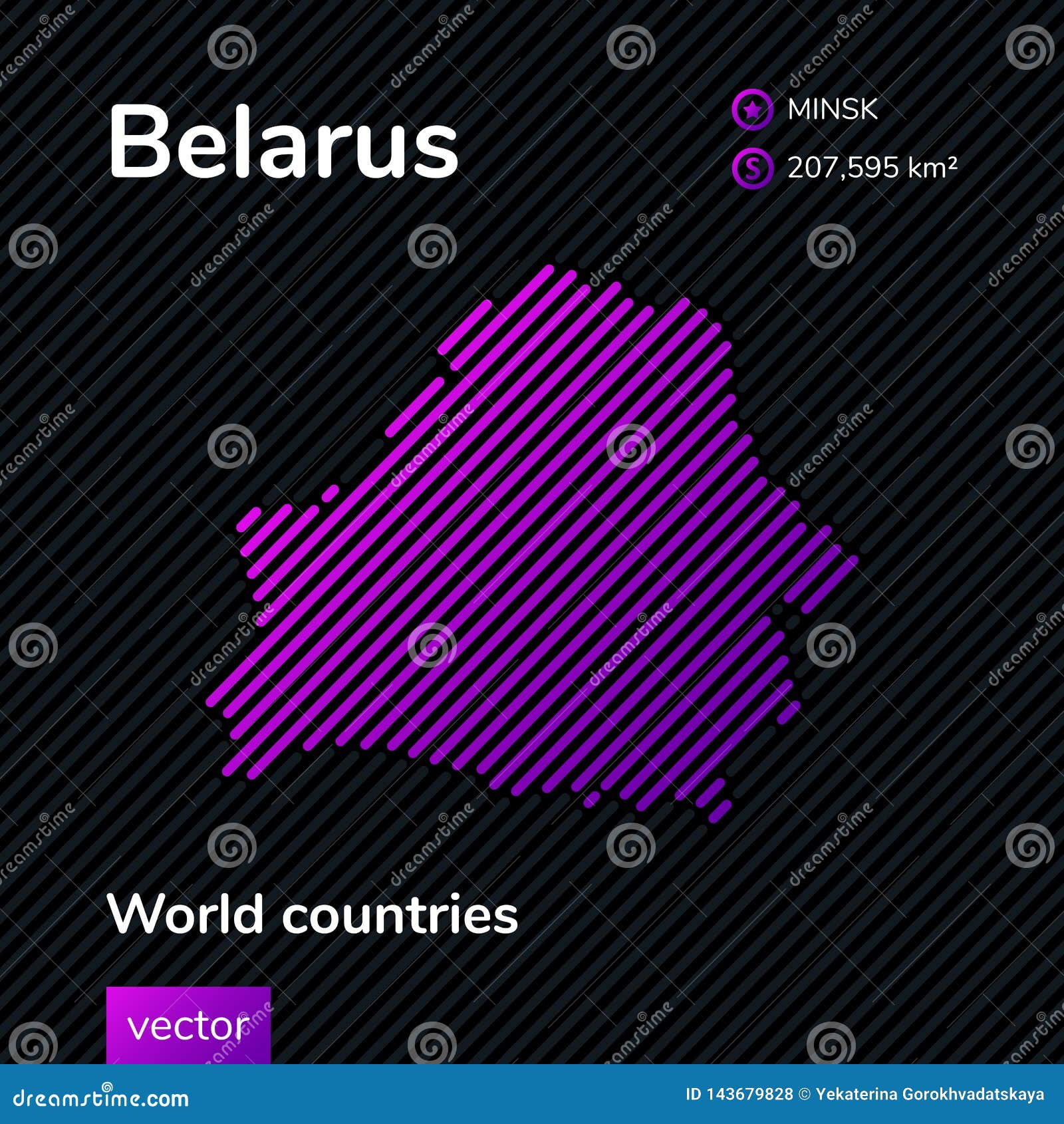  abstract map of belorus with violet striped texture and striped dark background