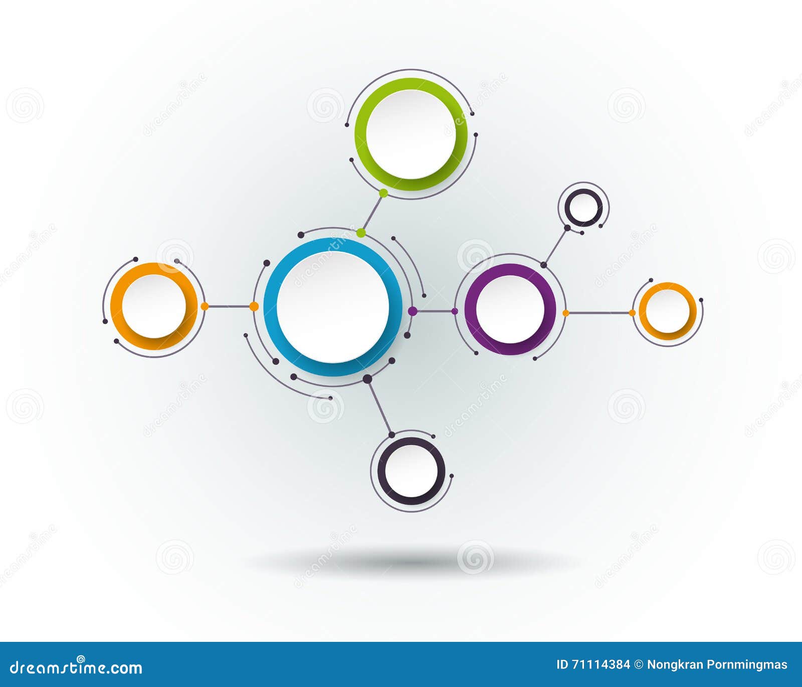  abstract molecules, 3d paper label, integrated circles.