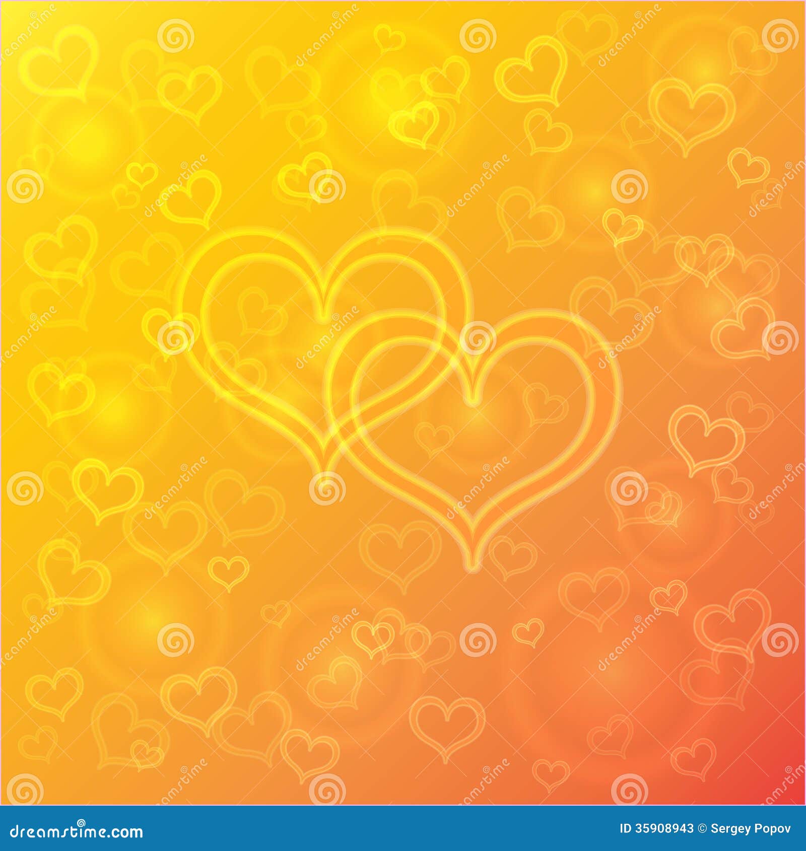 Vector Abstract Orange Background with Hearts Stock Image Image of