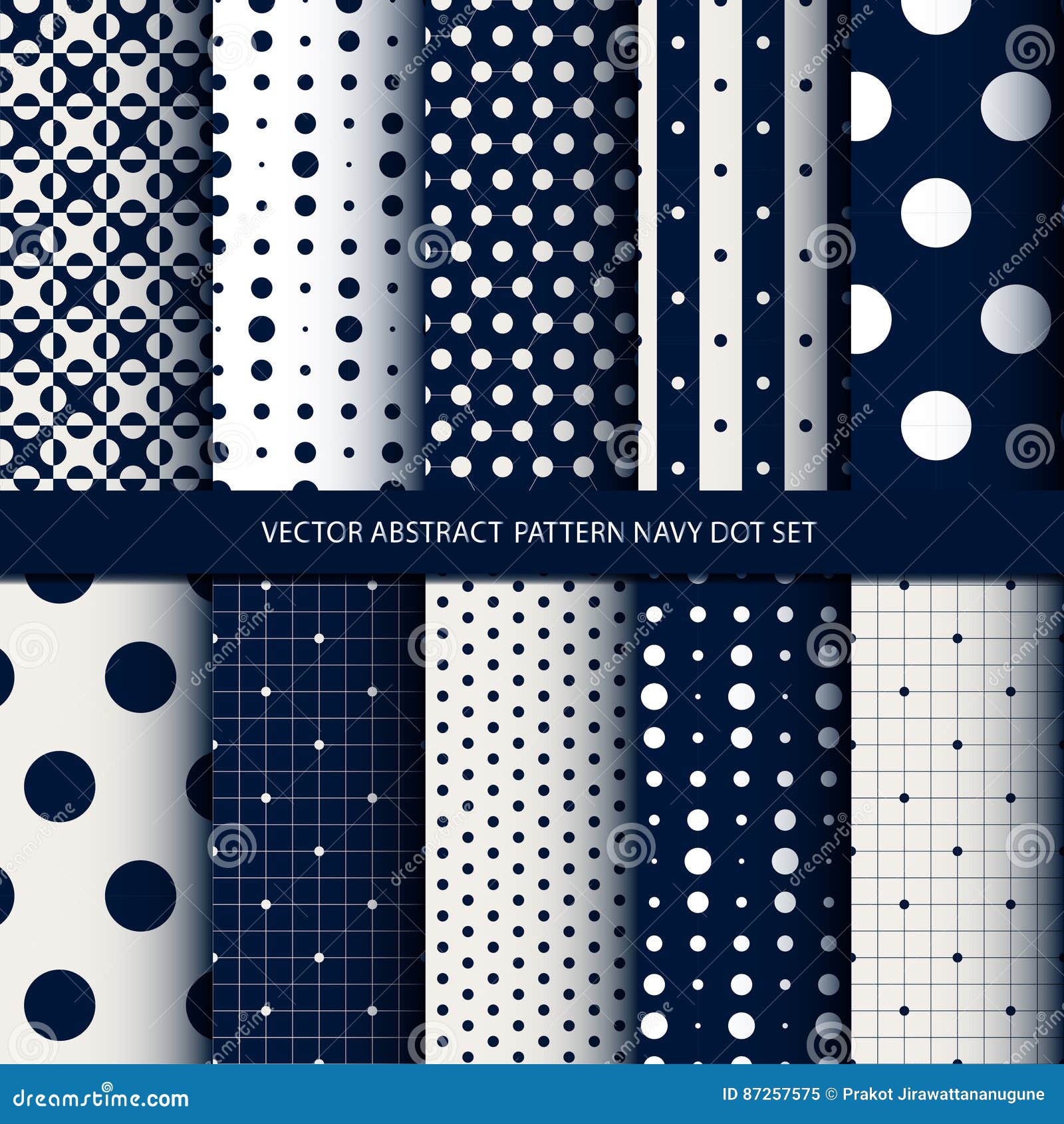 Vector Abstract Pattern Navy Dot Set Stock Vector Illustration of