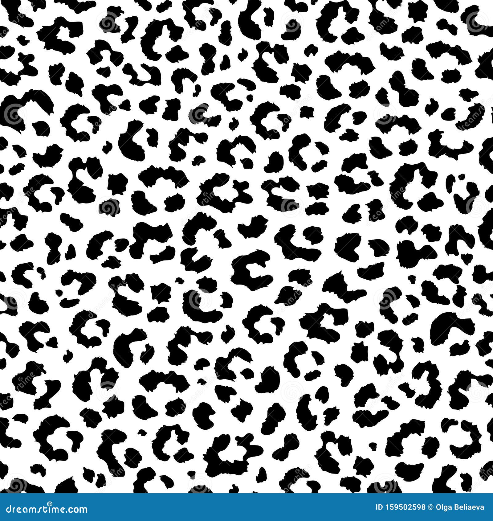 Vector Black and White Seamless Pattern of Leopard Skin Print. Stock ...