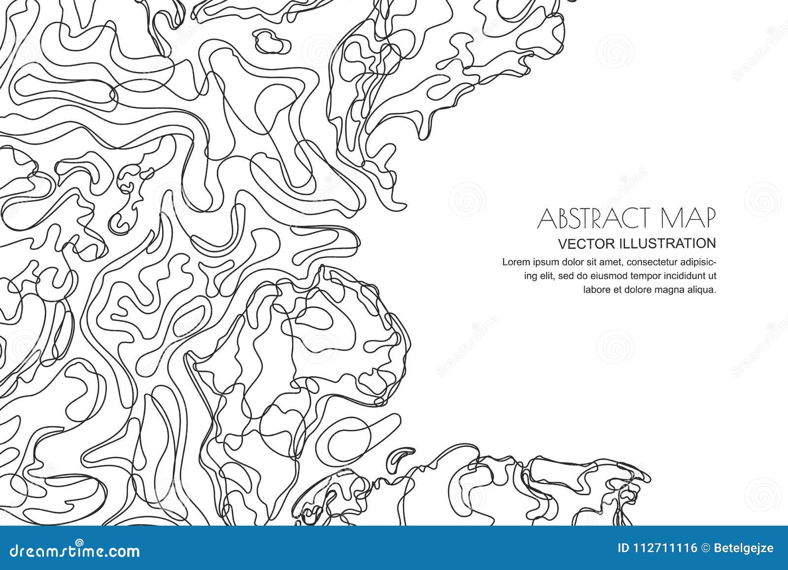  abstract topographic map. outline landscape background with copy space. topography, geodesy line texture.