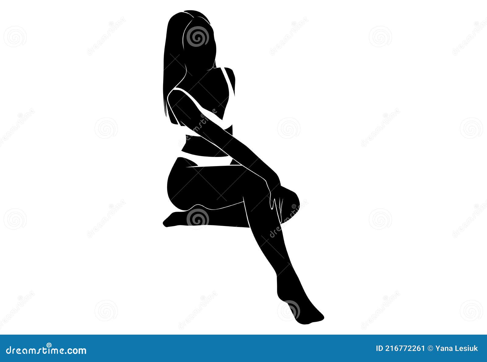 Vector Abstract Woman Silhouette In Bikini Swimsuit Girl At The Beach Female Body Stock