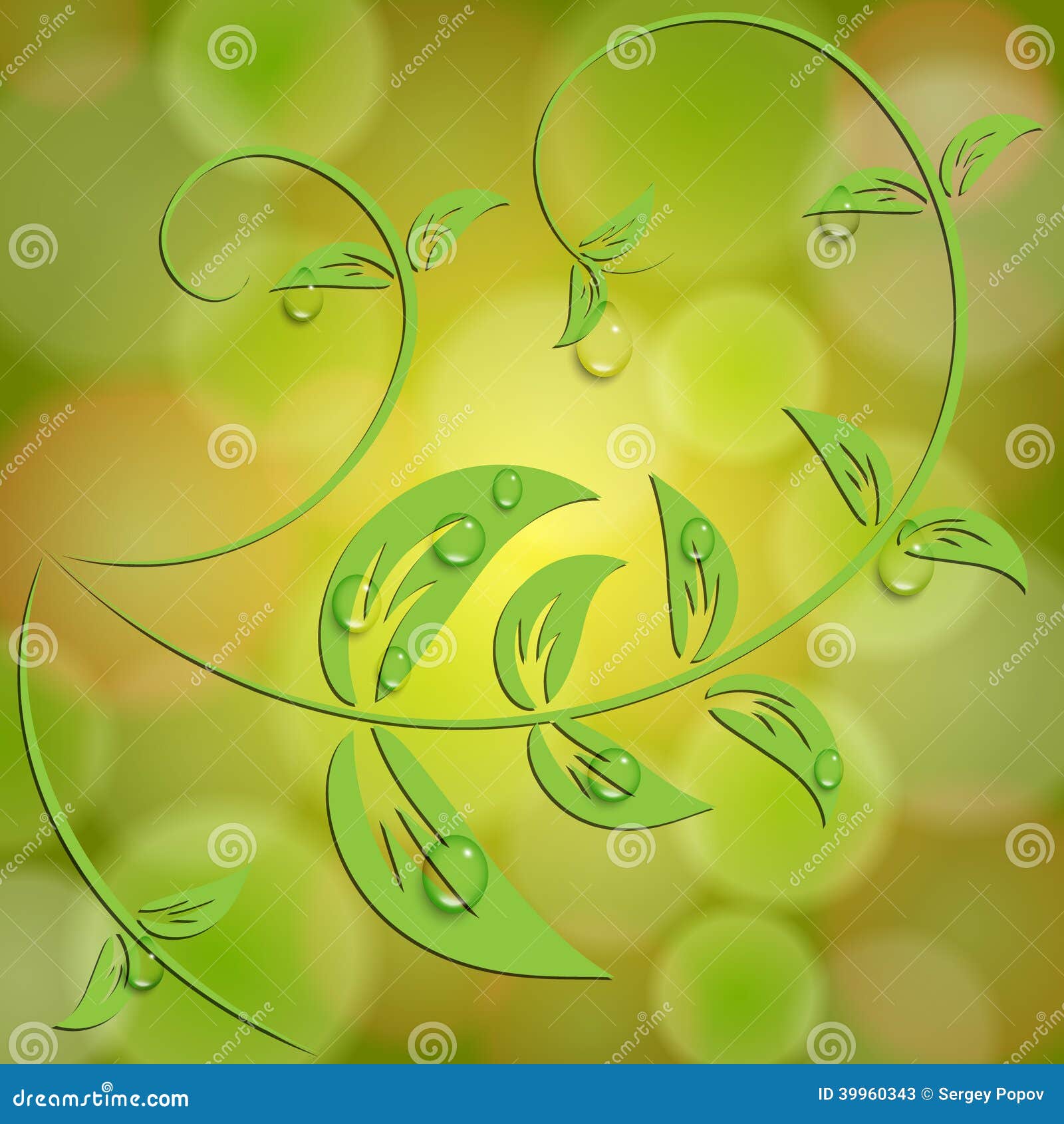  abstract yellow background with bokeh light effects and leaves