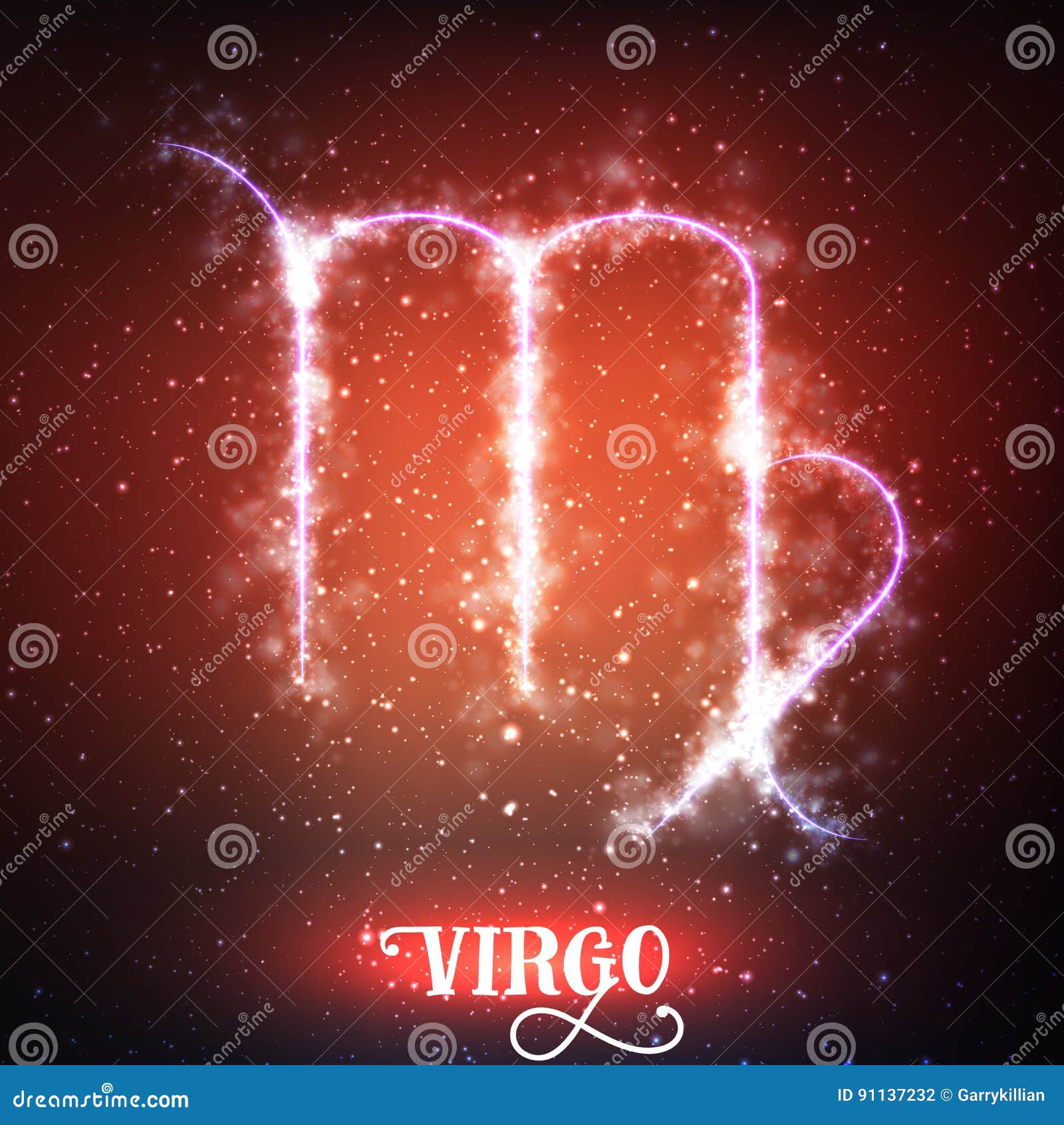 Vector Abstract Zodiac Sign Virgo on a Dark Red Background of the Space ...