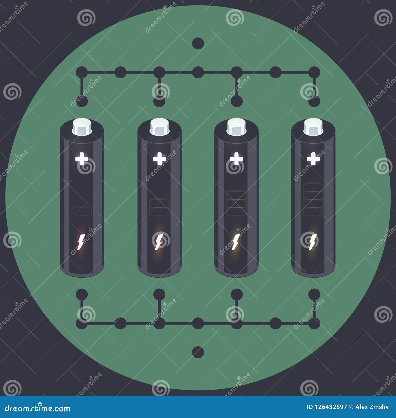 Vector Battery Element with Charging Indicator Stock Vector