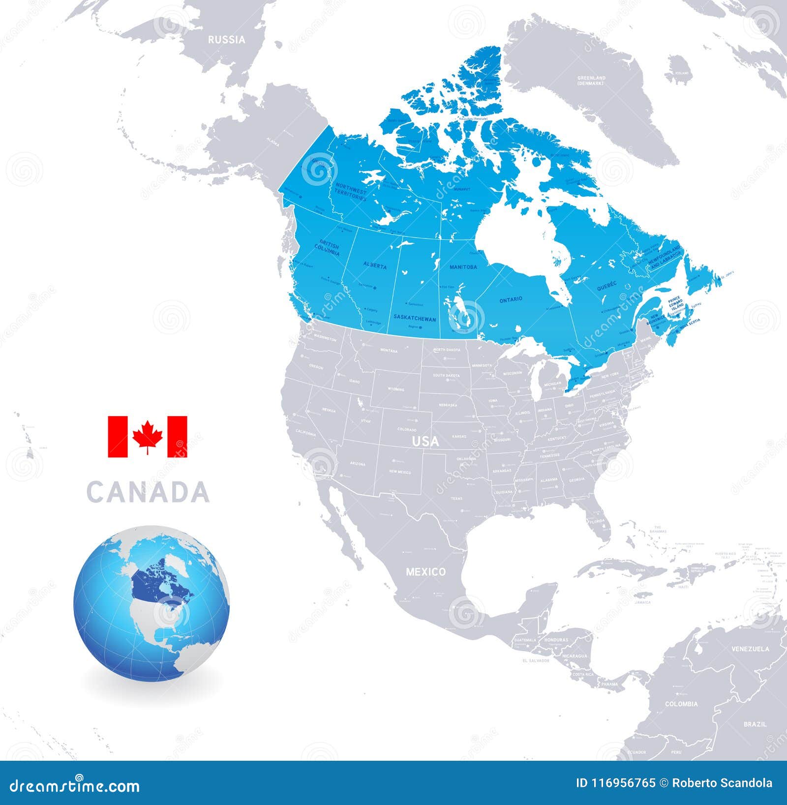 Vector Administrative Blue Canada Map Stock Vector - Illustration of