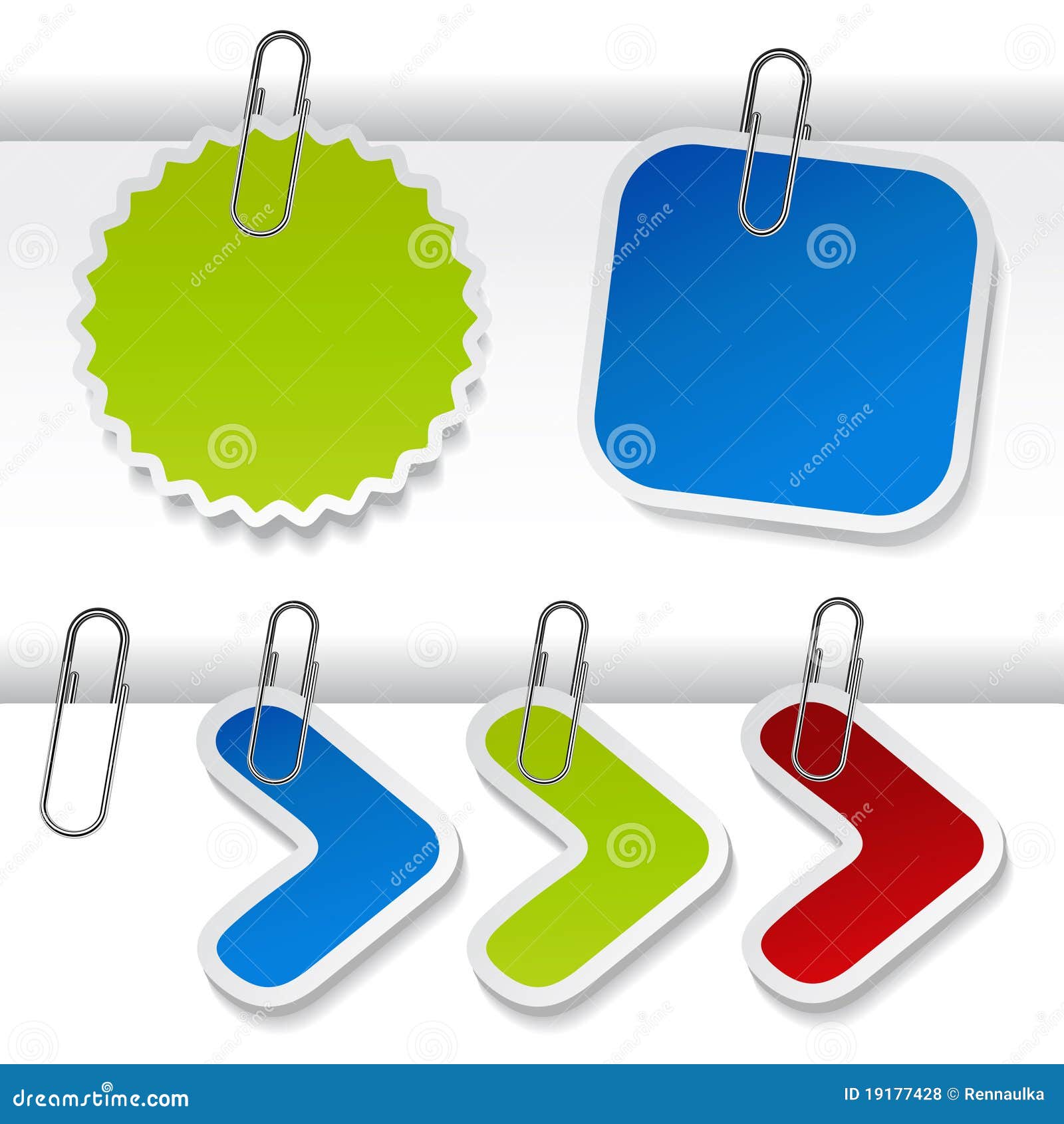 Vector Advertising Labels with Paperclip Stock Vector Illustration of