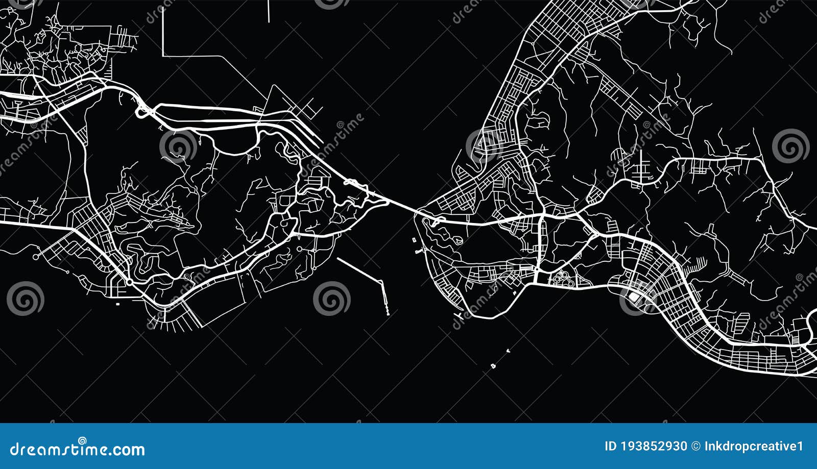 Vector Aerial City Road Map of Ha Long, Vietnam Stock Vector ...