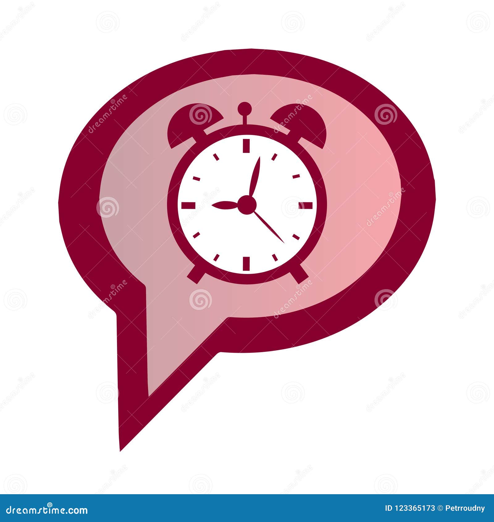 vector alarm clock in red speech bubble stock vector illustration