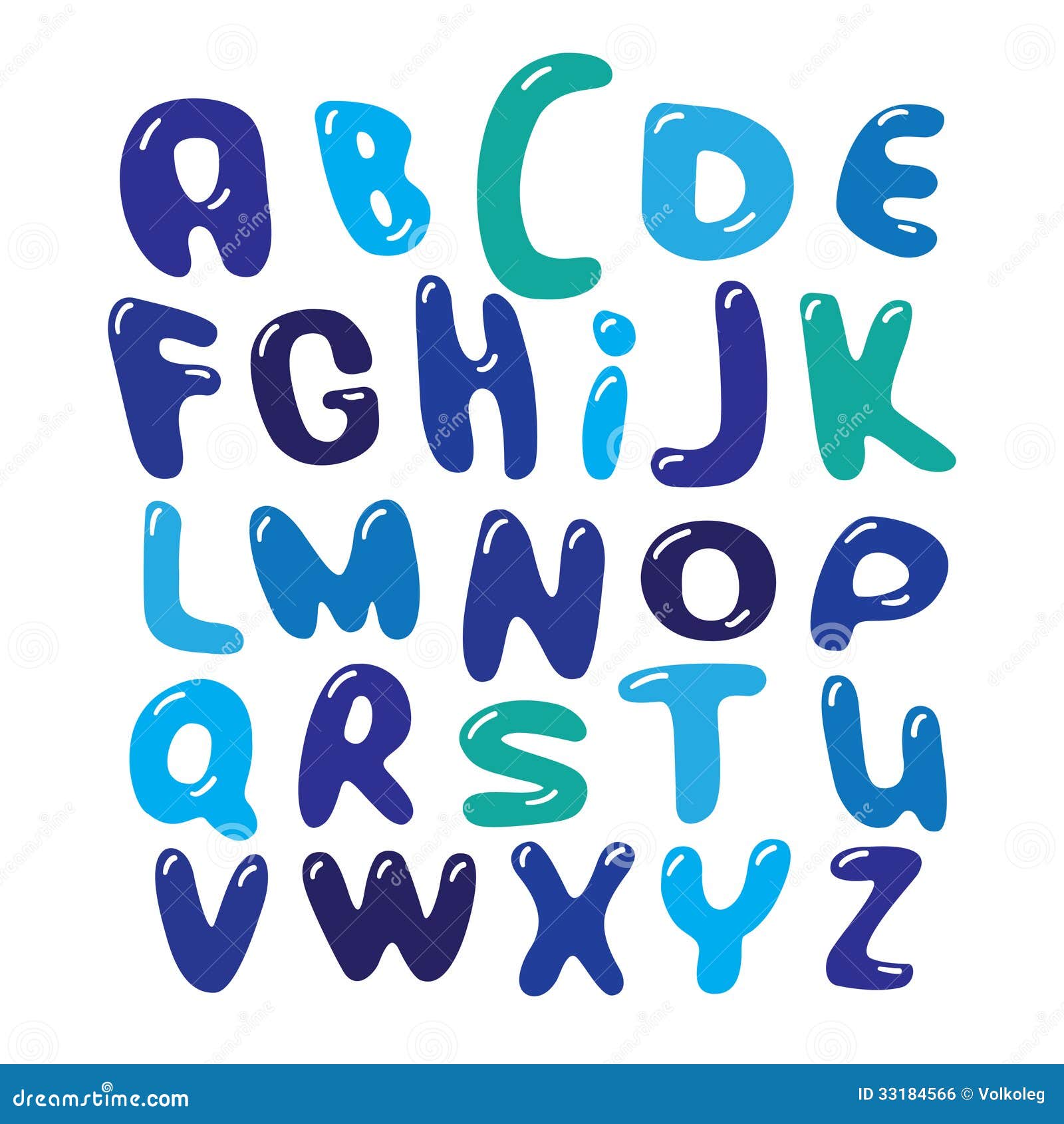 Vector Alphabet Blue Bubbles Set Illustration Stock Vector - Image