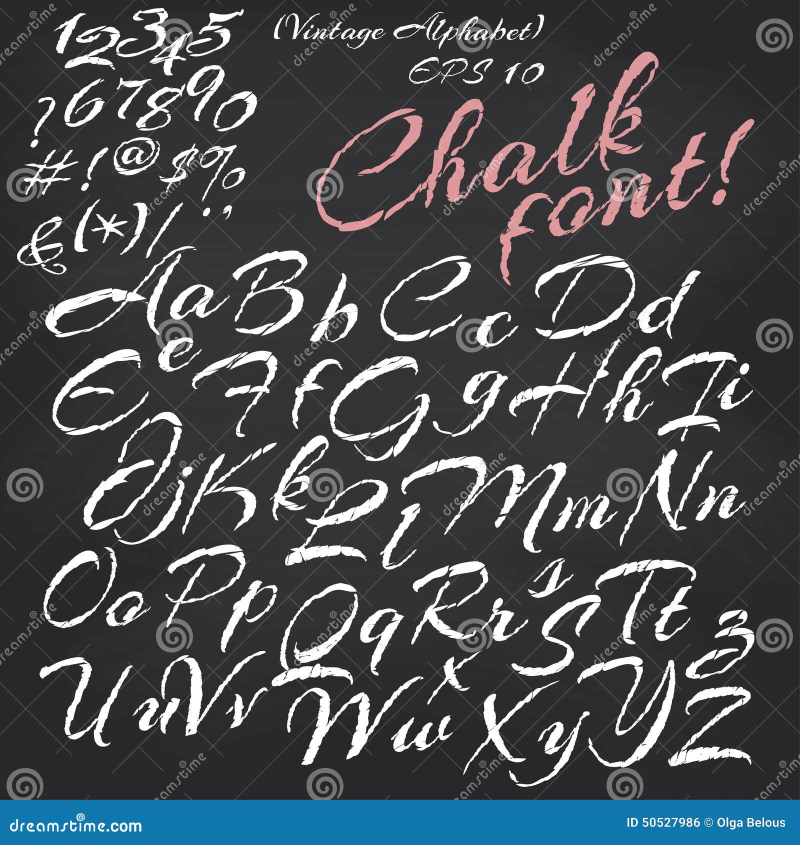 Chalk Font And Alphabet Vector, Hand Draw Style Typeface Letter And