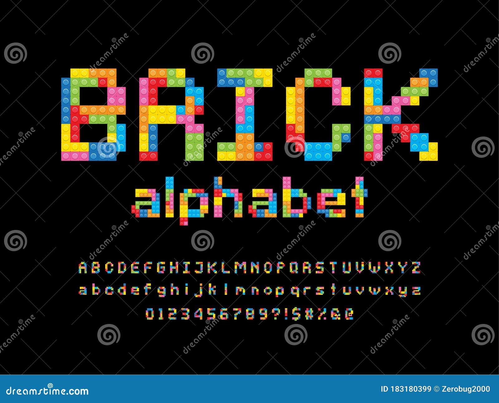 Toy brick font stock vector. Illustration of alphabet 183180399