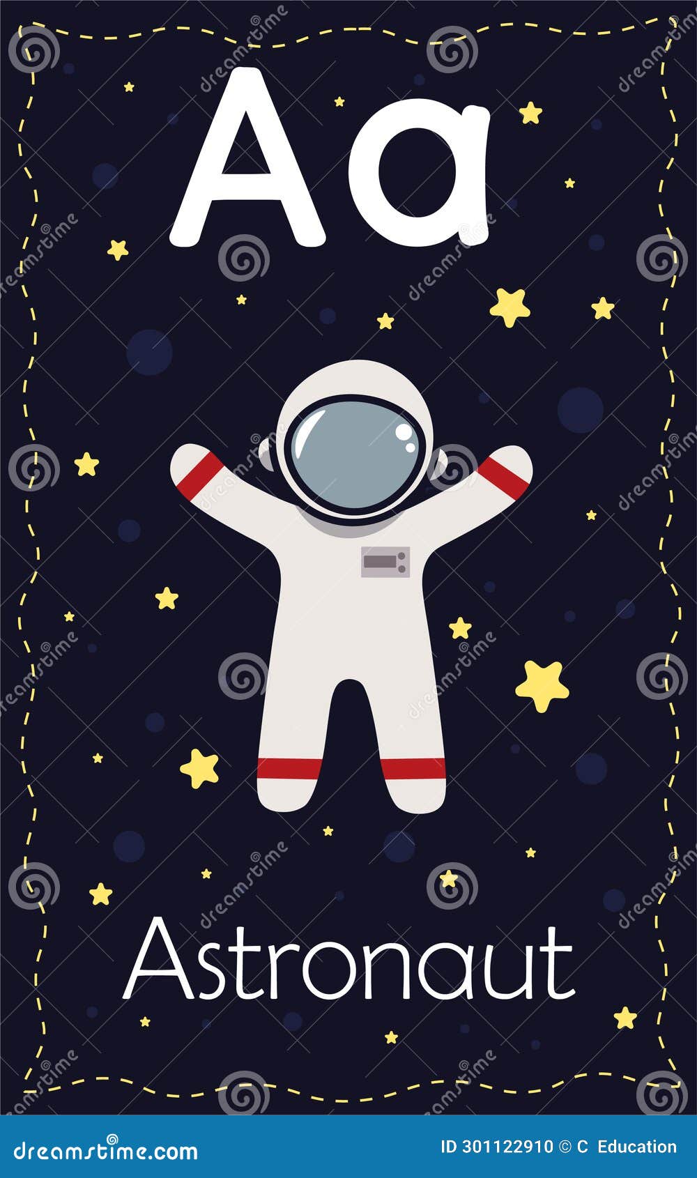  alphabet letter an astronaut flashcard