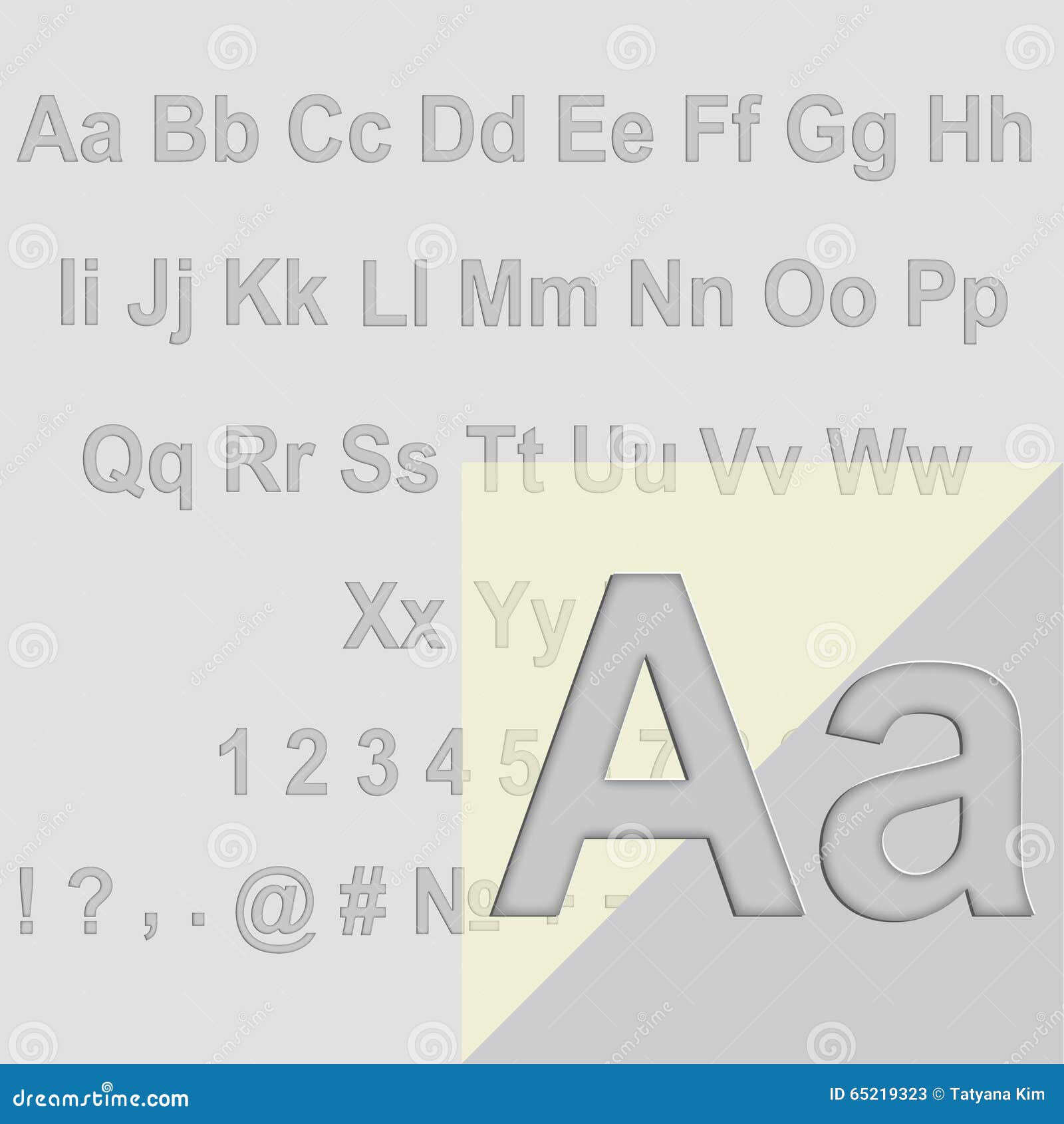 Vector Alphabet Set, the Letters Pressed into the Surface of the Paper Stock Illustration