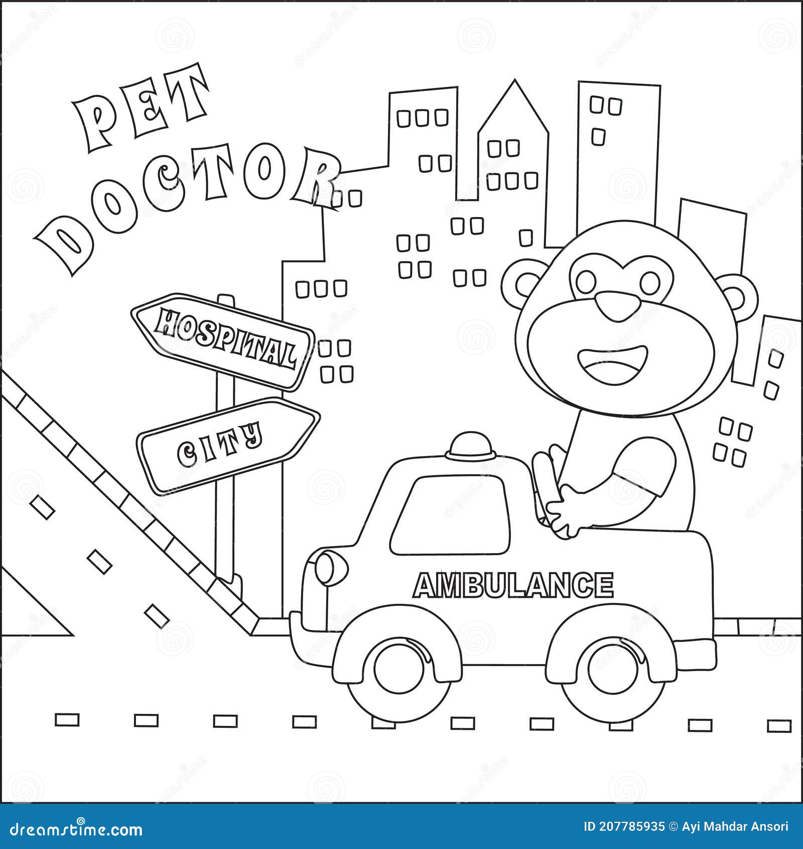 Vector Ambulance with Cute Animals Inside. Stock Vector - Illustration of education, health: 207785935 Vector Ambulance with Cute Animals Inside. Stock Vector - Illustration of education, health: 207785935