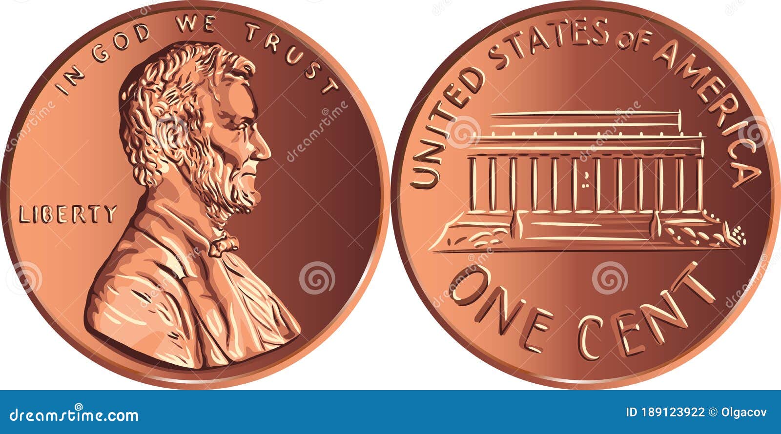 US Penny Abraham Lincoln Continuous Line Vector Graphic | CartoonDealer