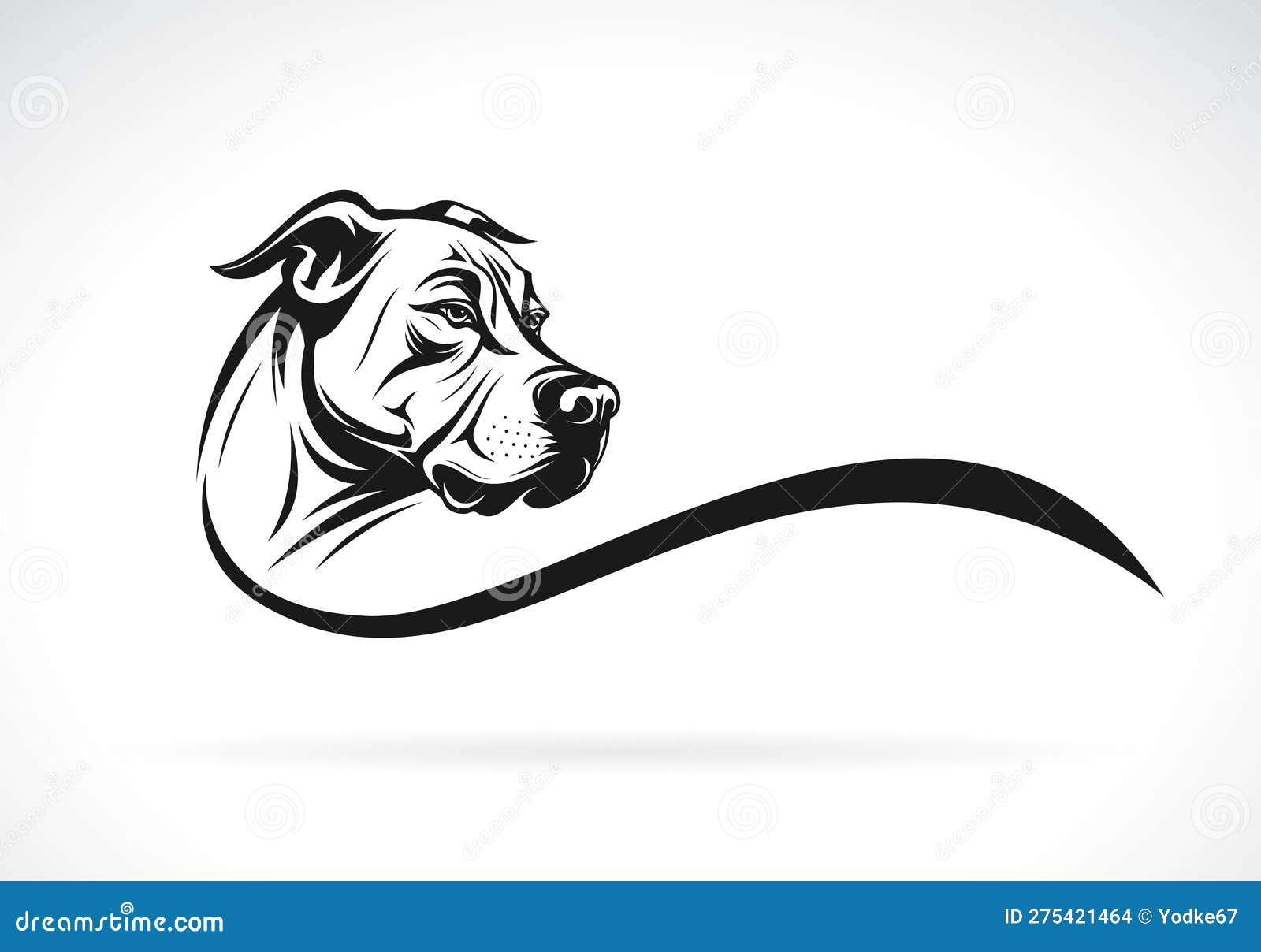  of an american pitbull terrier dog head  on white background. easy editable layered  . pets