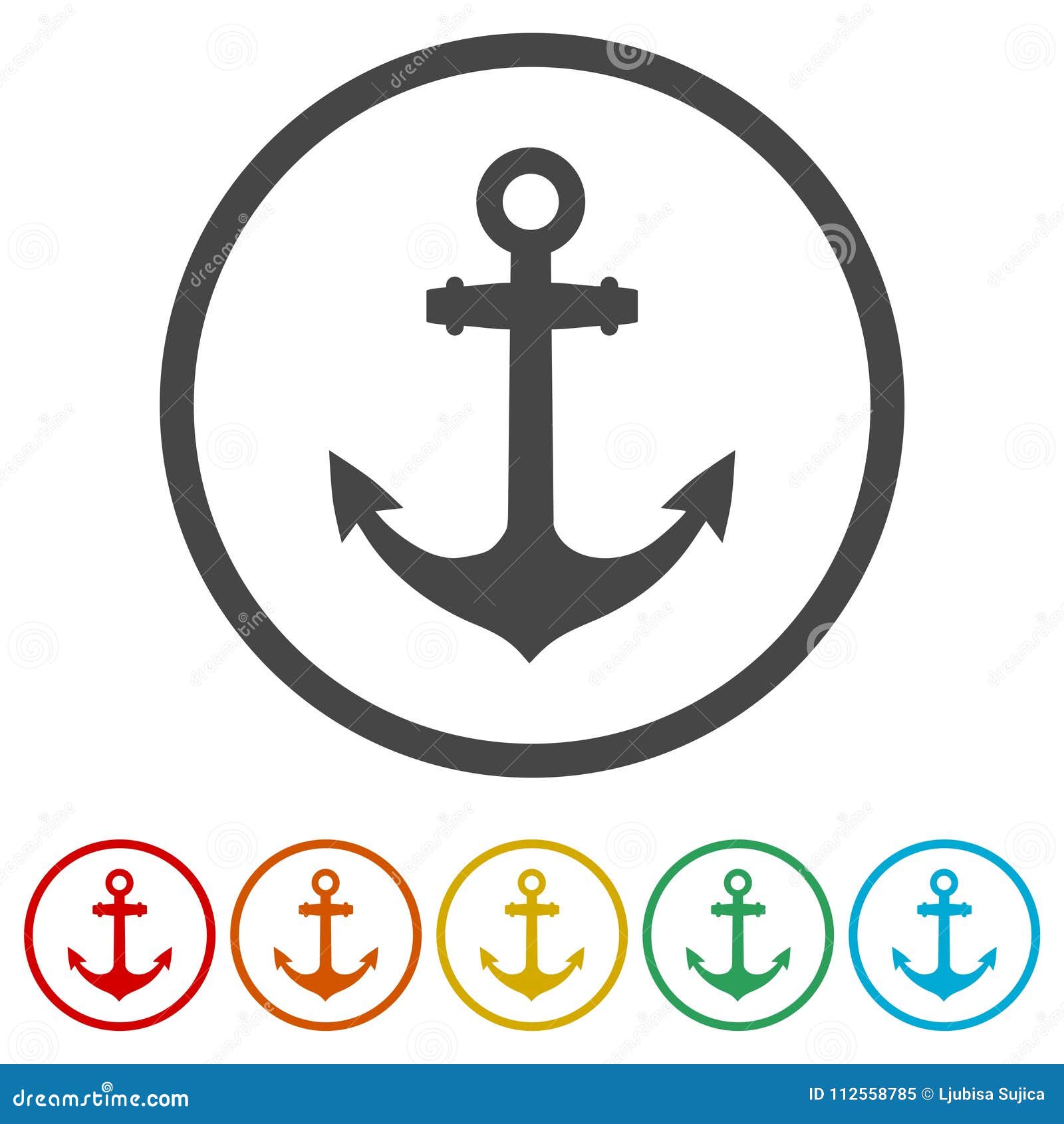 Vector Anchor Icon, Ship Anchor or Boat Anchor Flat Icon, 6 Colors Included  Stock Vector - Illustration of round, dock: 112558785