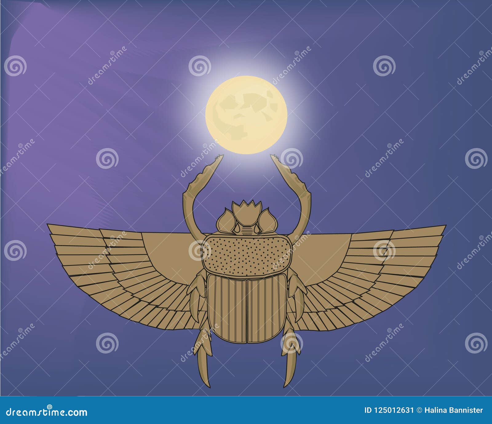 Scarab And Moon Stock Vector Illustration Of Jewelry