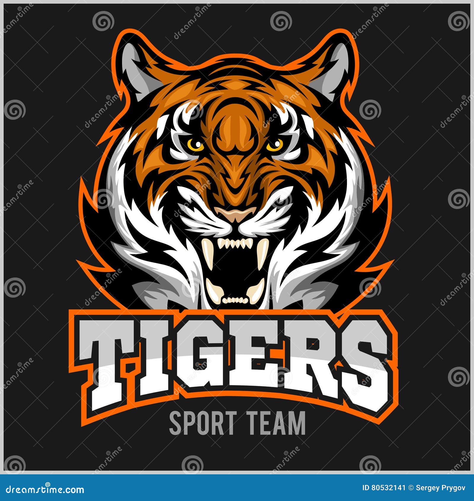  angry tiger face sport emblem