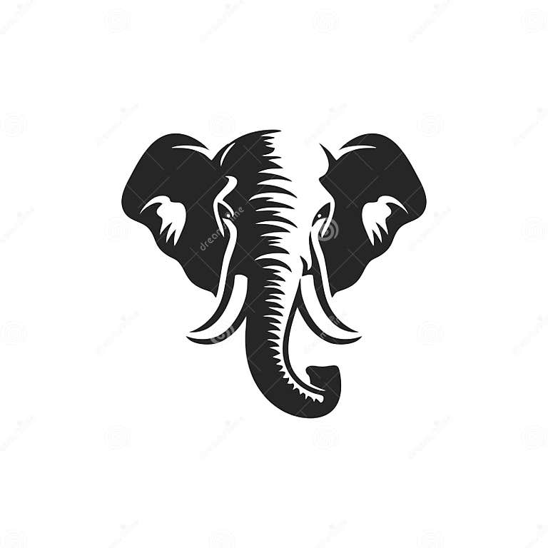 Elephant Face Logo with a Trunk Clip Art Stock Vector - Illustration of