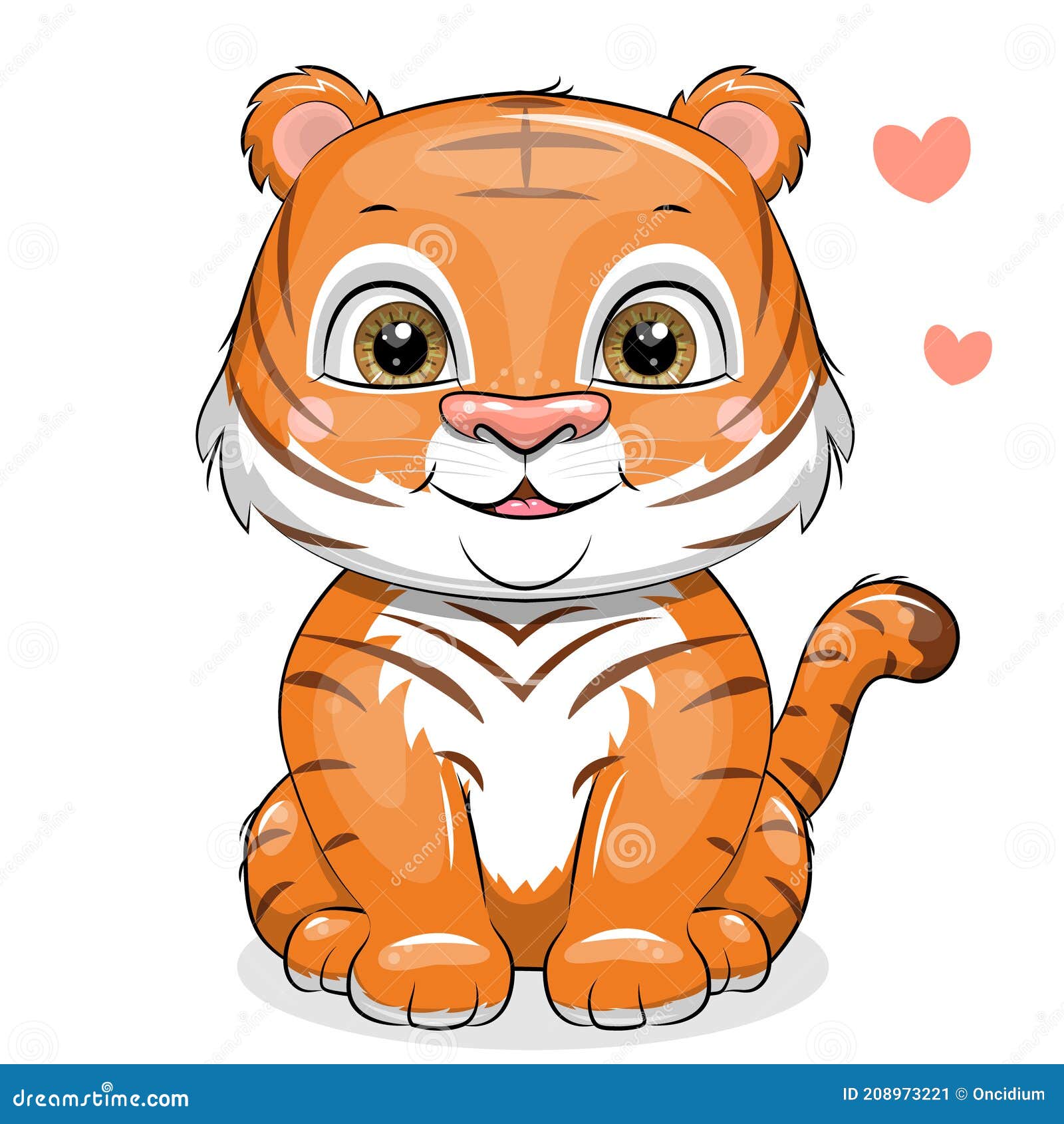 Cute Cartoon Tiger Cub with Two Hearts. Stock Vector - Illustration of isolated, mammal: 208973221 Cute Cartoon Tiger Cub with Two Hearts. Stock Vector - Illustration of isolated, mammal: 208973221